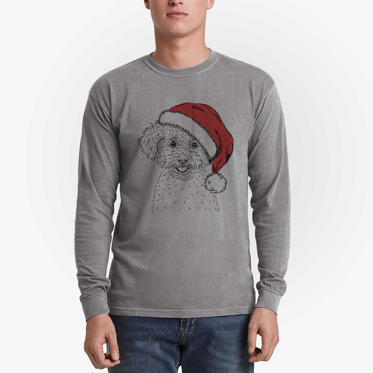 Santa Mickey the Bichon Frise - Heavyweight 100% Cotton Long Sleeve