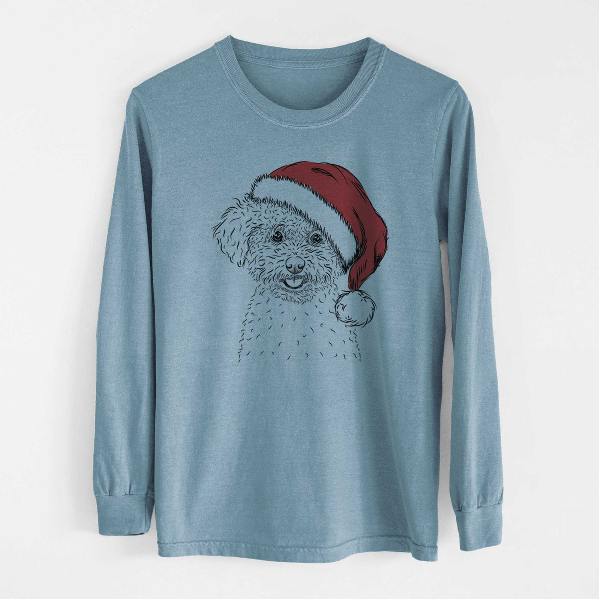 Santa Mickey the Bichon Frise - Heavyweight 100% Cotton Long Sleeve