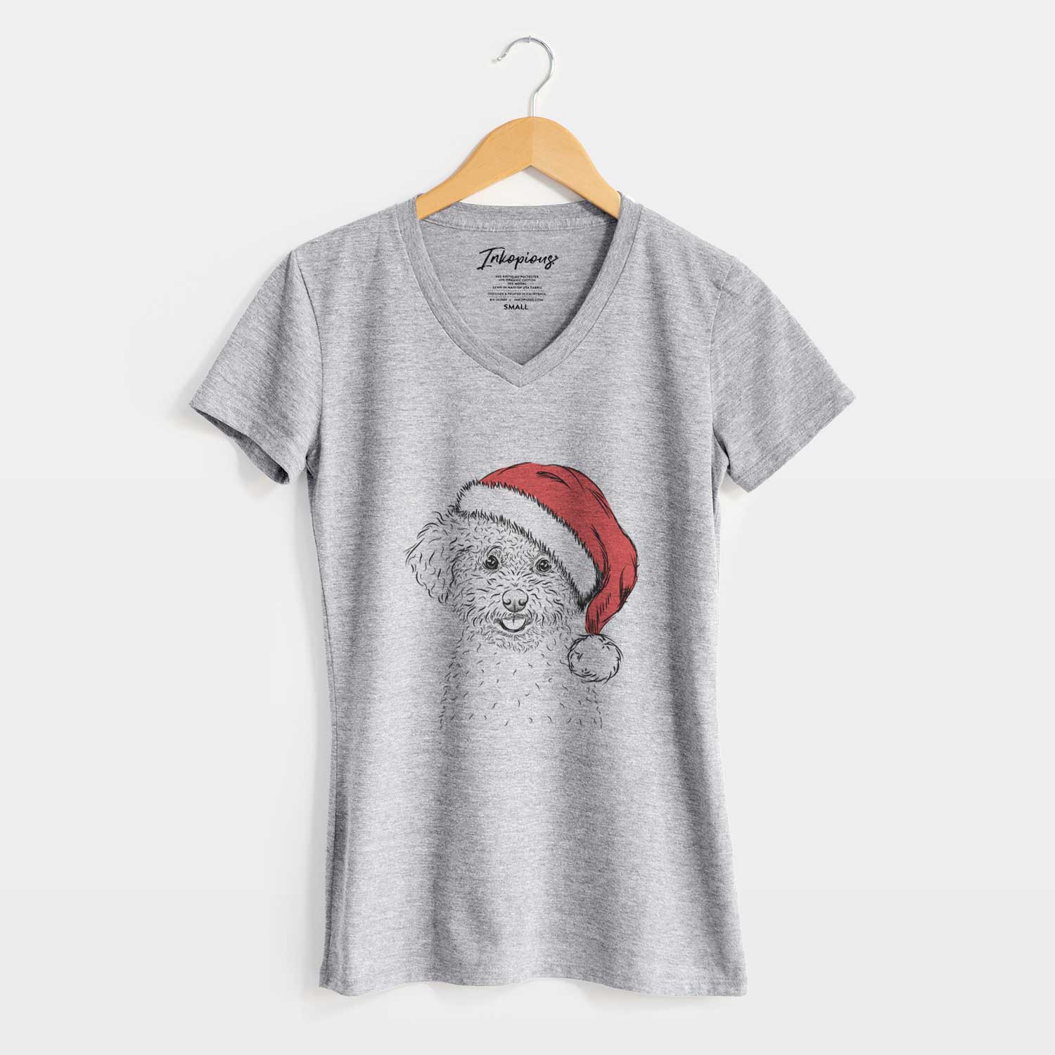 Santa Mickey the Bichon Frise - Women's V-neck Shirt