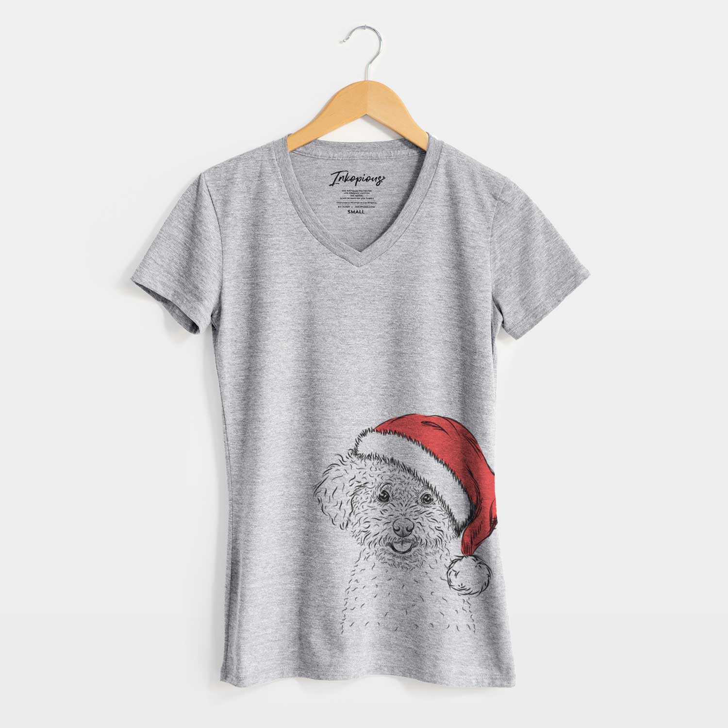 Santa Mickey the Bichon Frise - Women's V-neck Shirt