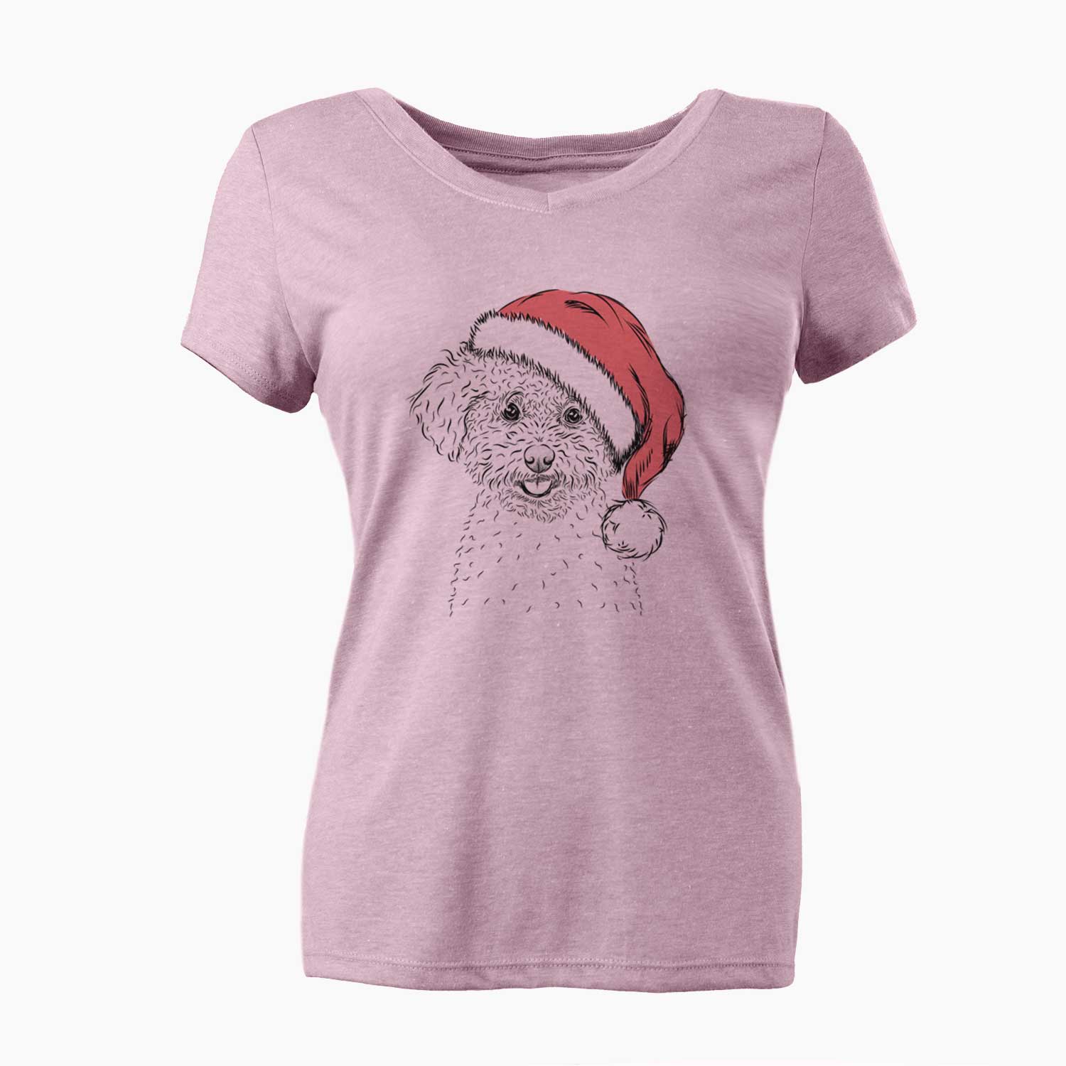 Santa Mickey the Bichon Frise - Women's V-neck Shirt