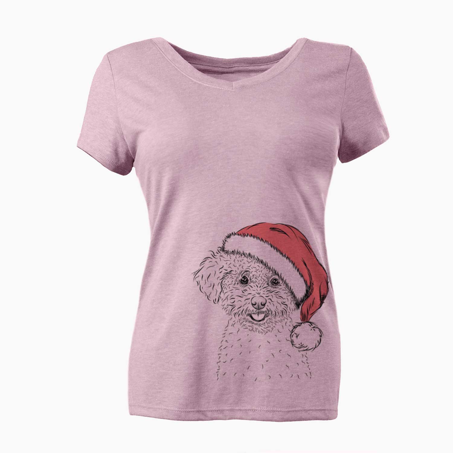 Santa Mickey the Bichon Frise - Women's V-neck Shirt