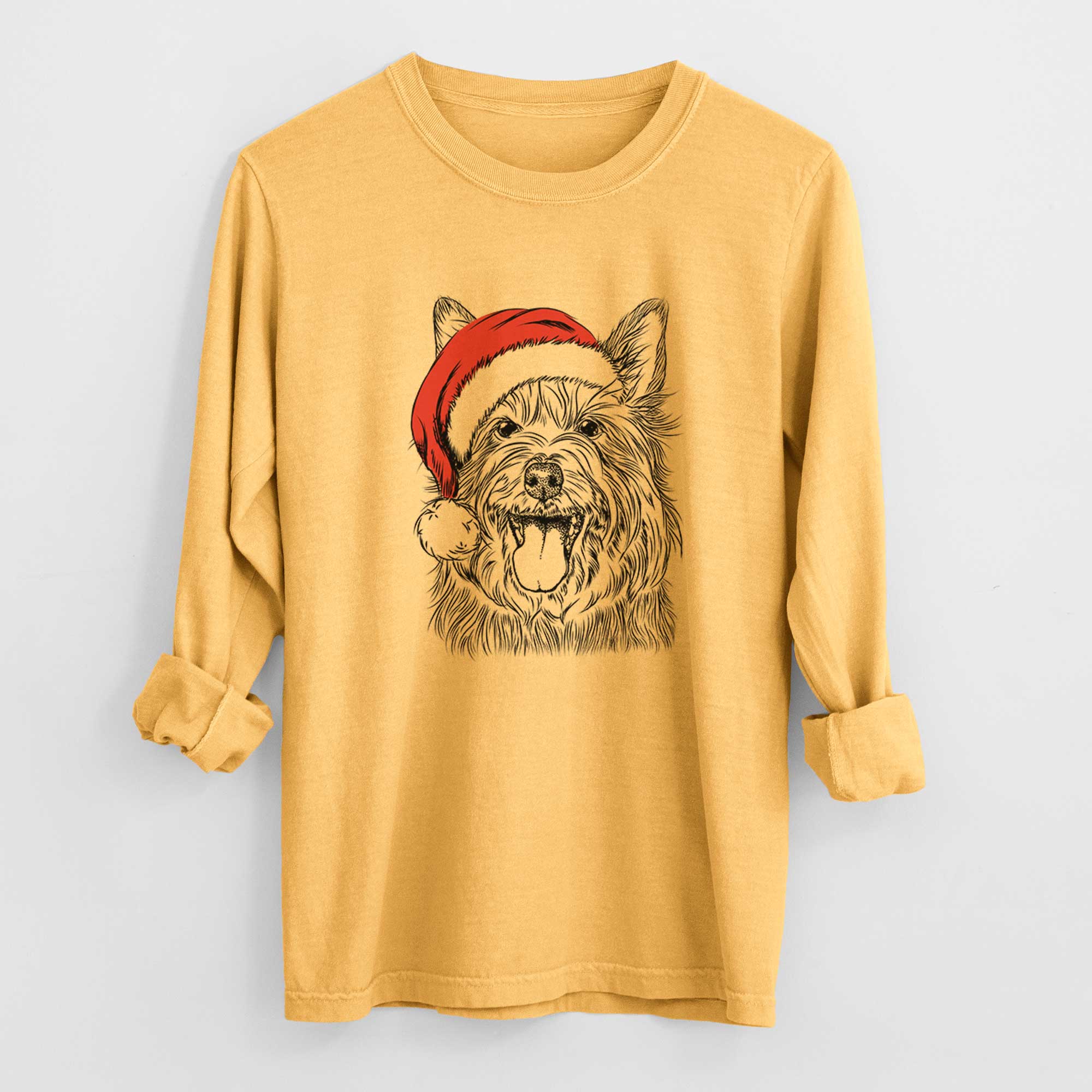 Santa Middy the Australian Terrier - Heavyweight 100% Cotton Long Sleeve