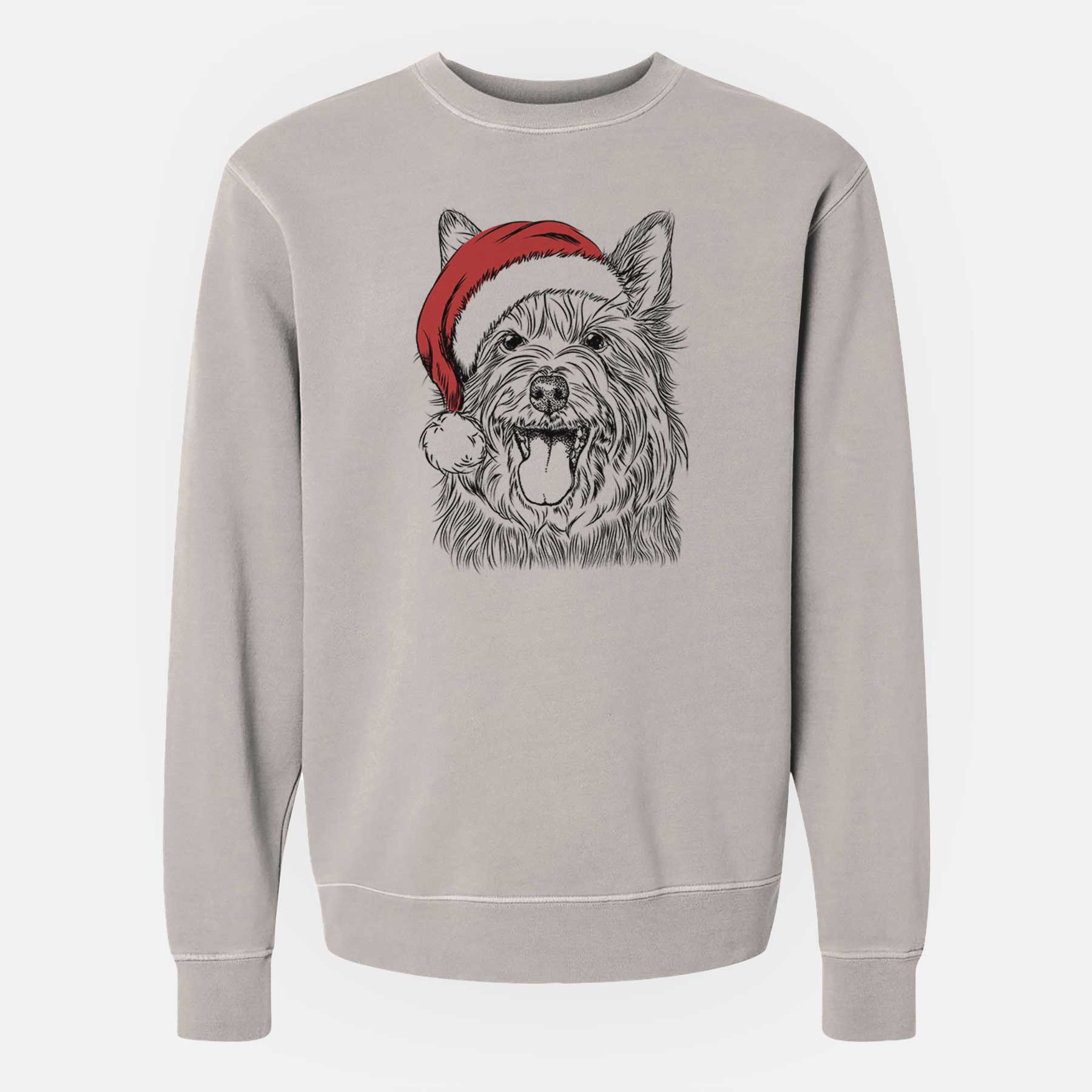 Santa Middy the Australian Terrier - Unisex Pigment Dyed Crew Sweatshirt