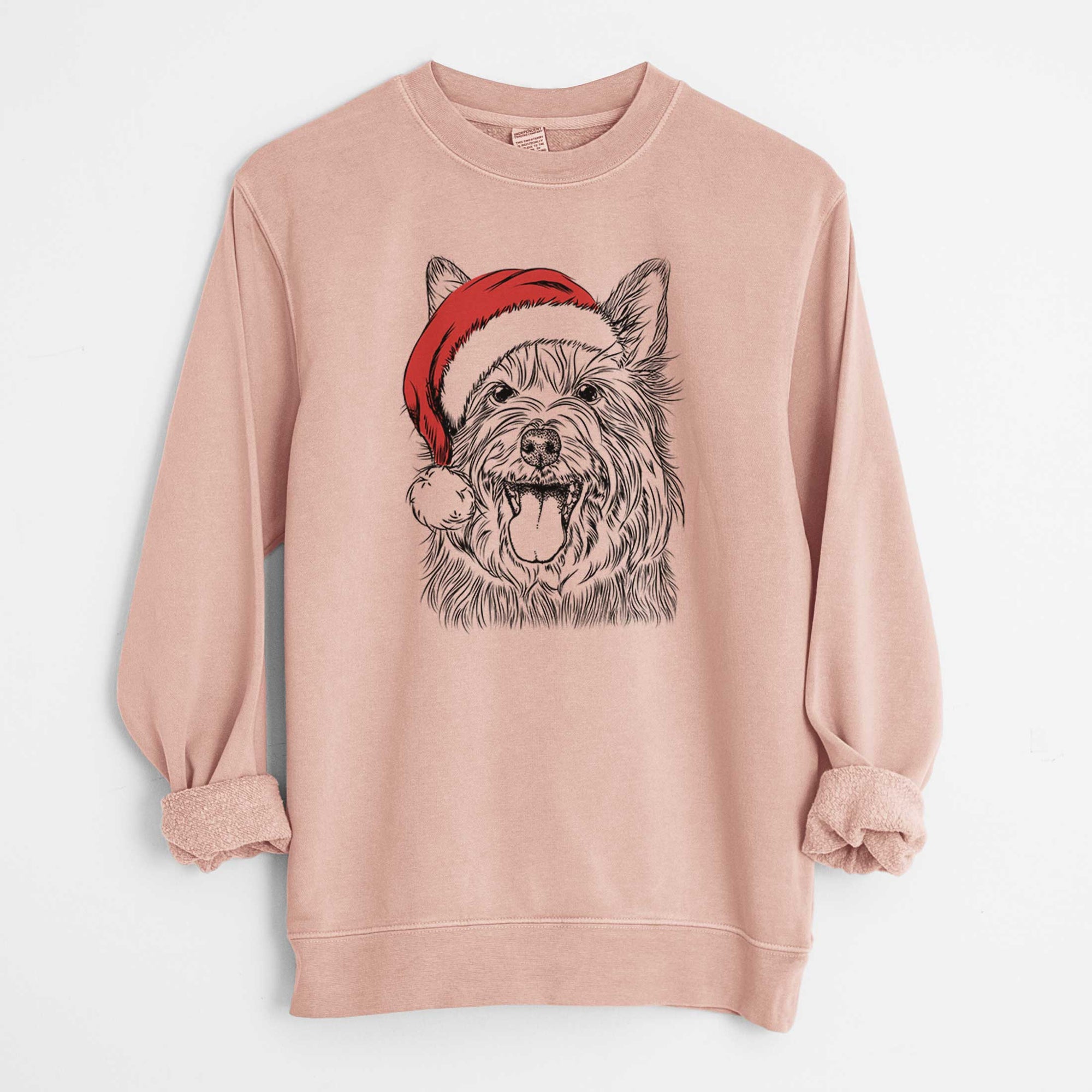 Santa Middy the Australian Terrier - Unisex Pigment Dyed Crew Sweatshirt