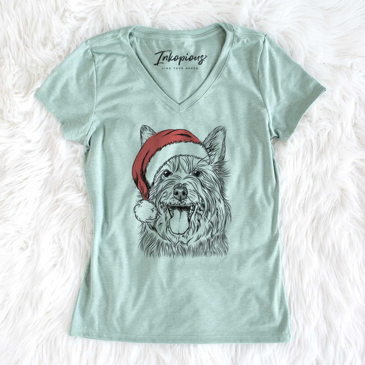 Santa Middy the Australian Terrier - Women's V-neck Shirt
