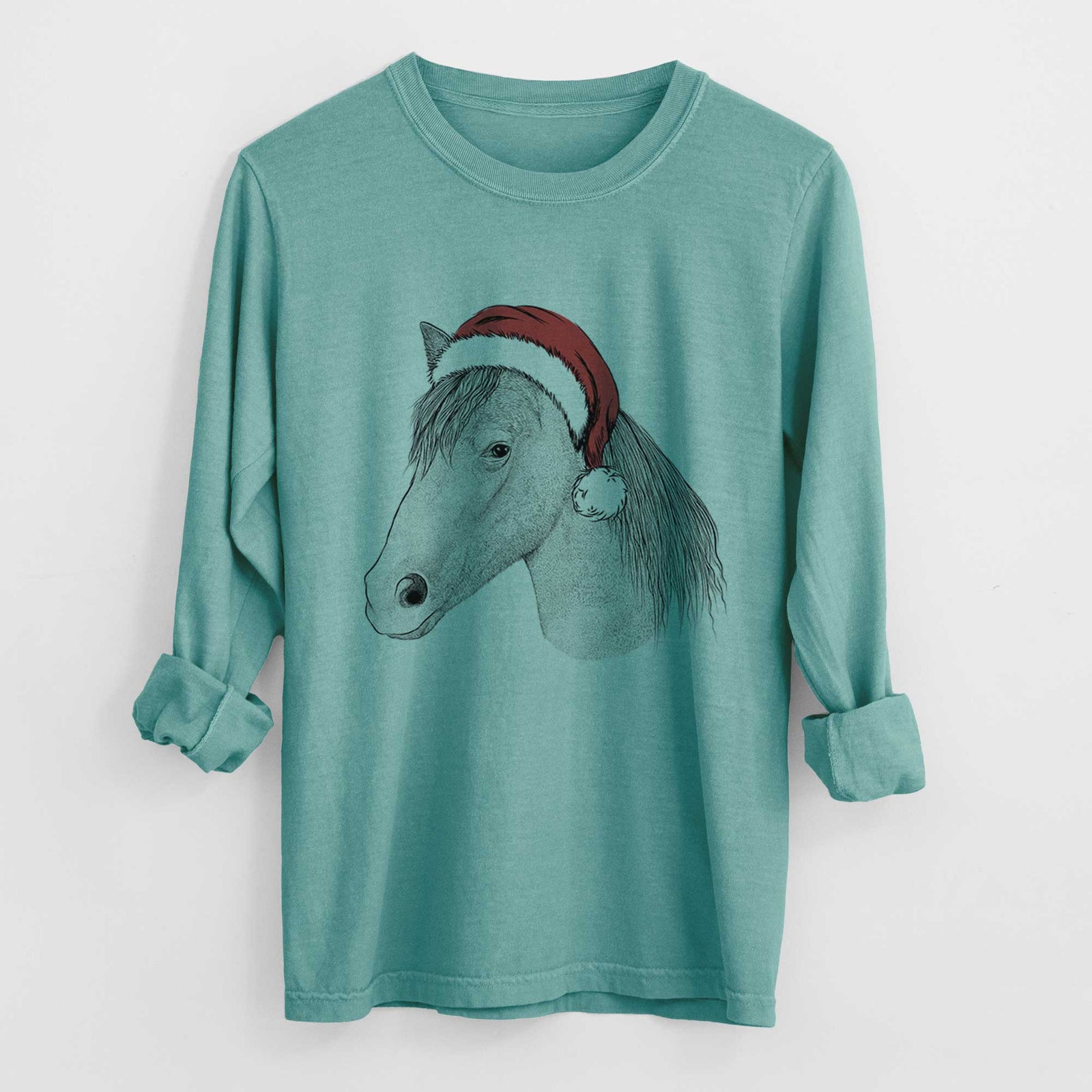 Santa Midnight the Missouri Foxtrotter Horse - Heavyweight 100% Cotton Long Sleeve