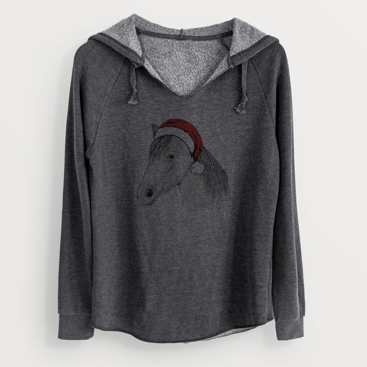 Santa Midnight the Missouri Foxtrotter Horse - Cali Wave Hooded Sweatshirt