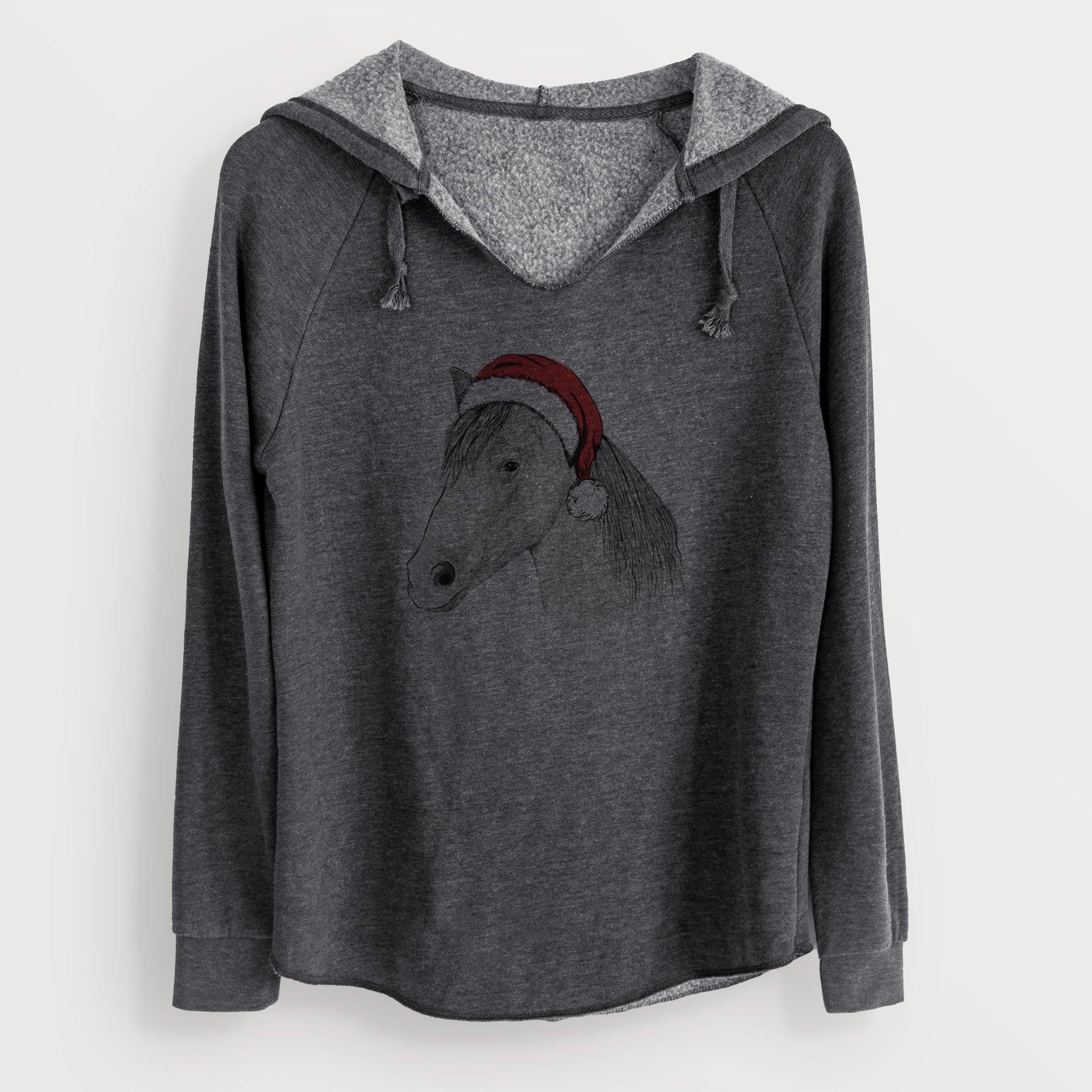 Santa Midnight the Missouri Foxtrotter Horse - Cali Wave Hooded Sweatshirt