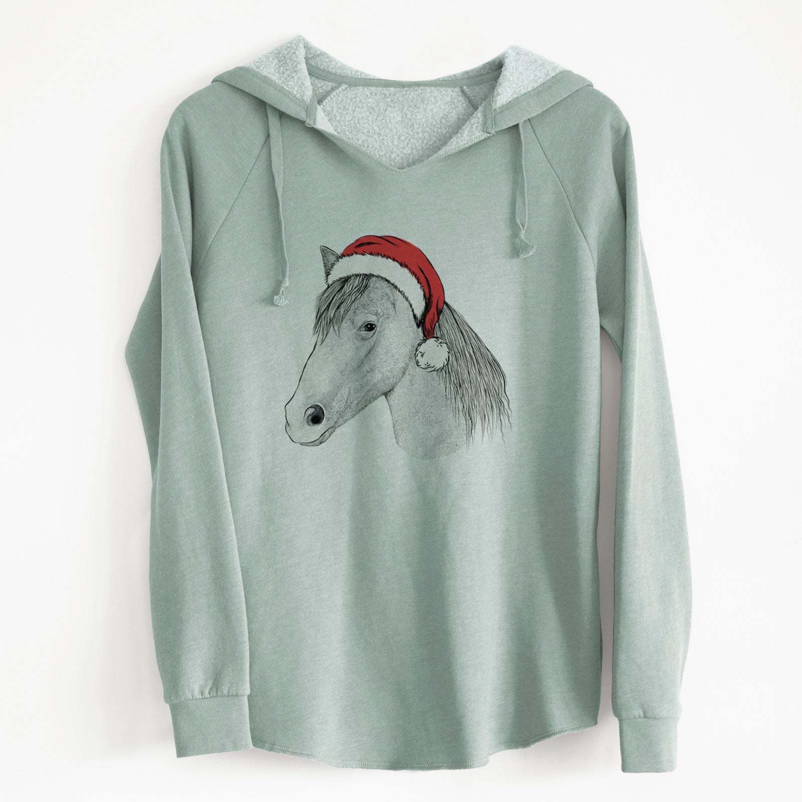 Santa Midnight the Missouri Foxtrotter Horse - Cali Wave Hooded Sweatshirt