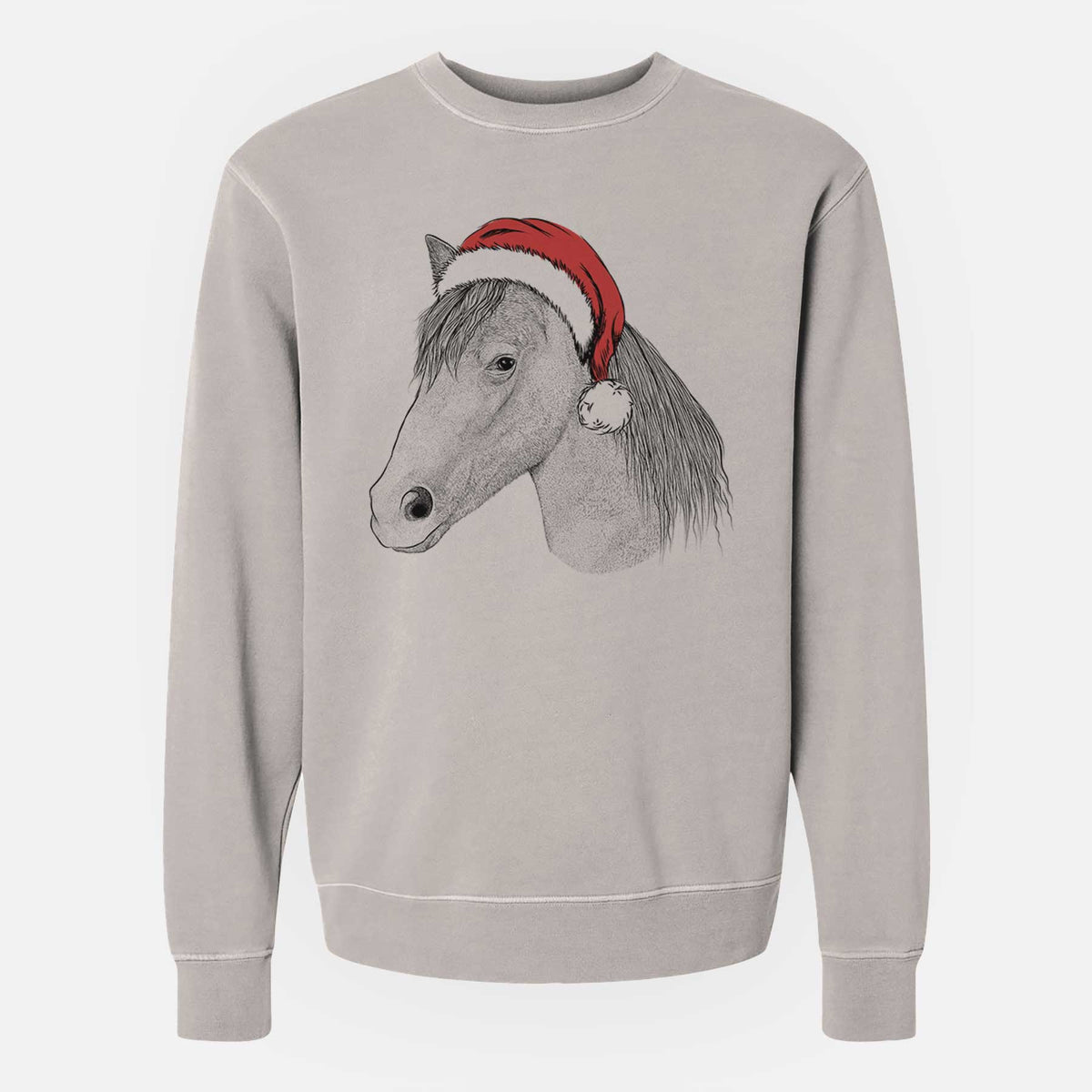Santa Midnight the Missouri Foxtrotter Horse - Unisex Pigment Dyed Crew Sweatshirt