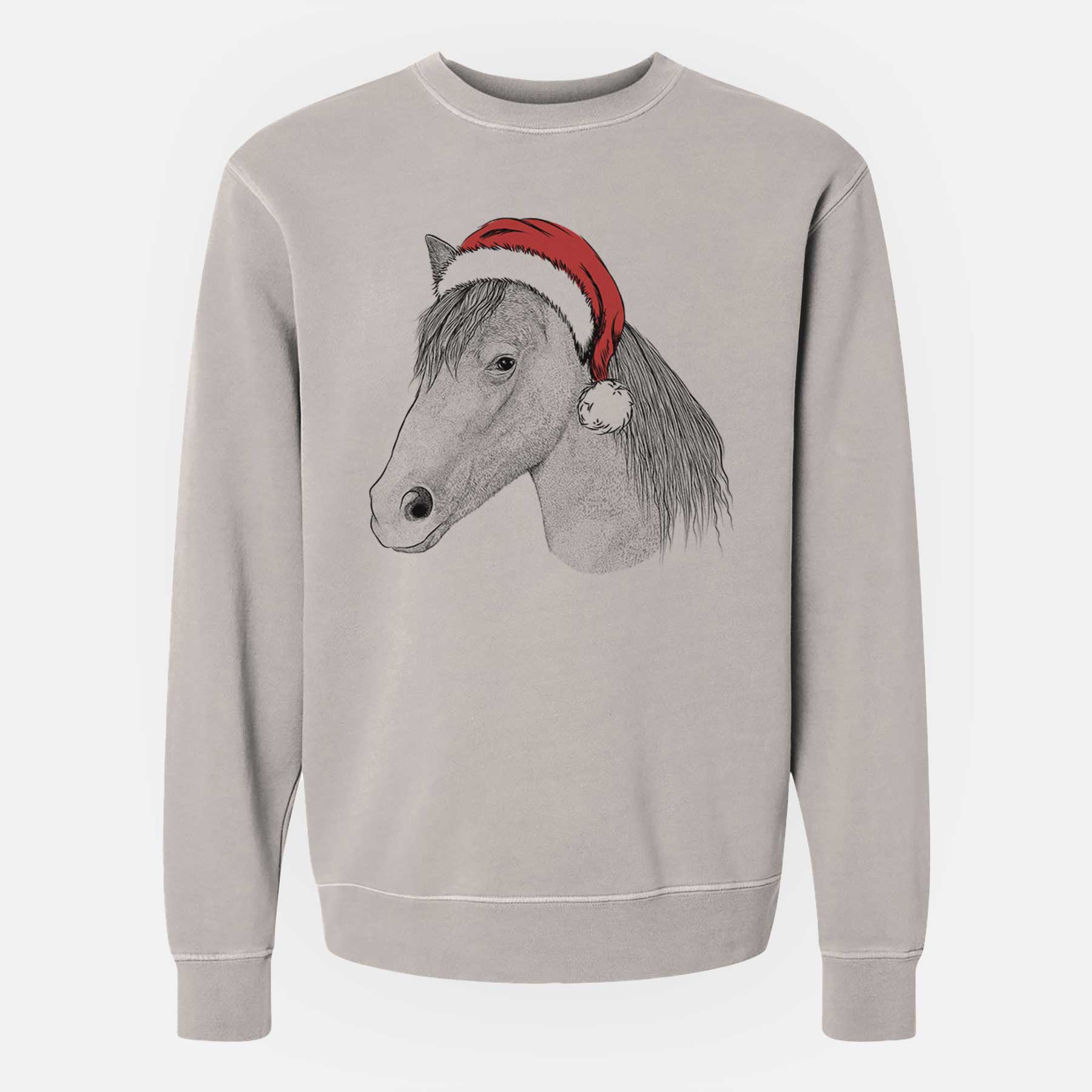 Santa Midnight the Missouri Foxtrotter Horse - Unisex Pigment Dyed Crew Sweatshirt