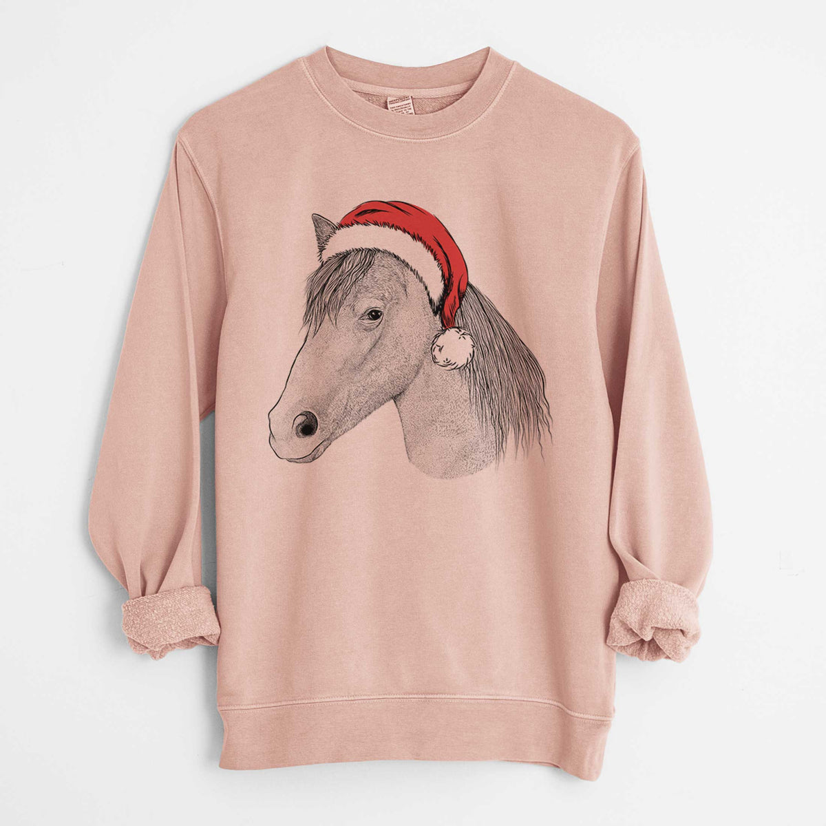 Santa Midnight the Missouri Foxtrotter Horse - Unisex Pigment Dyed Crew Sweatshirt