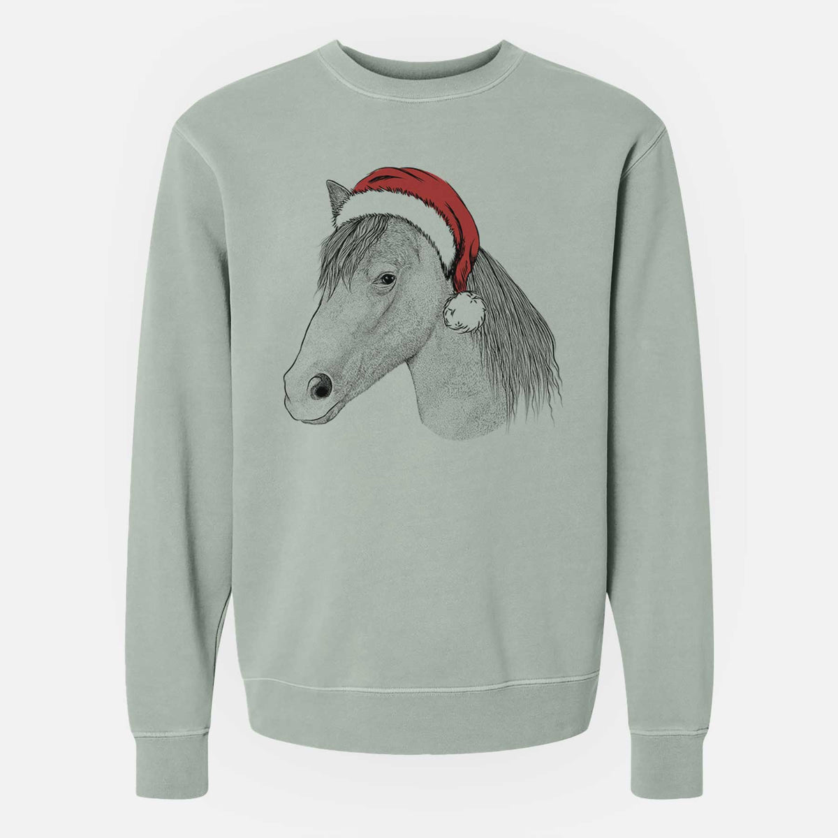 Santa Midnight the Missouri Foxtrotter Horse - Unisex Pigment Dyed Crew Sweatshirt
