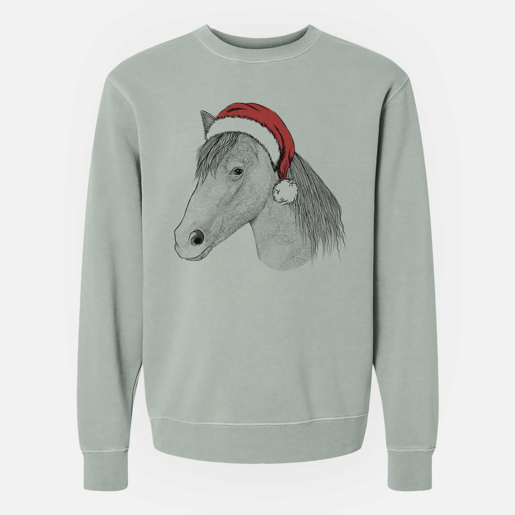 Santa Midnight the Missouri Foxtrotter Horse - Unisex Pigment Dyed Crew Sweatshirt