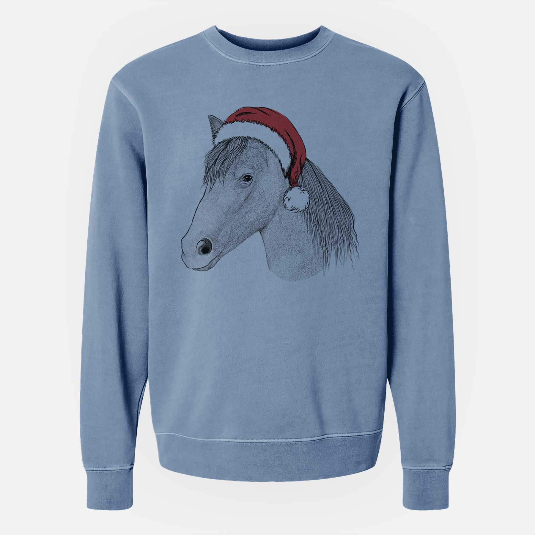 Santa Midnight the Missouri Foxtrotter Horse - Unisex Pigment Dyed Crew Sweatshirt