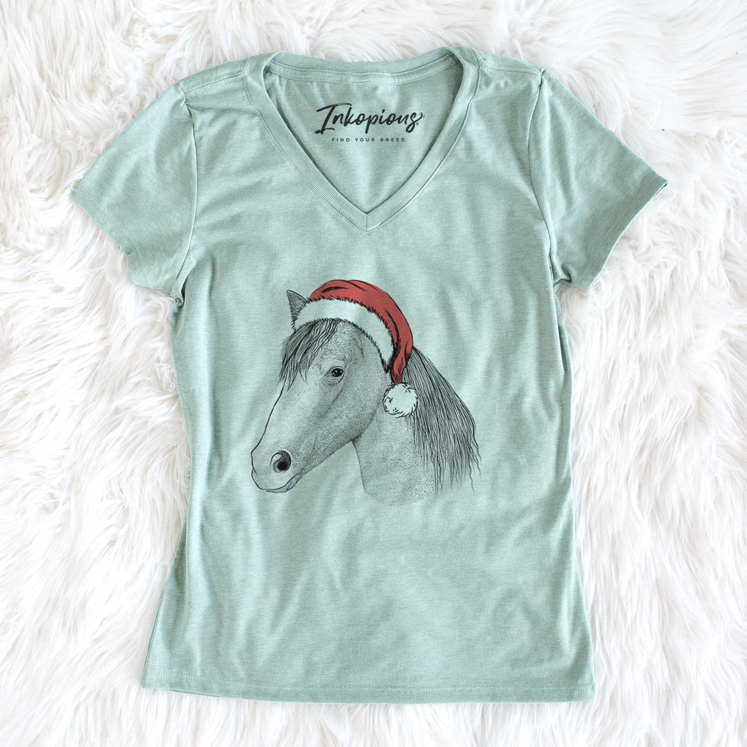 Santa Midnight the Missouri Foxtrotter Horse - Women's V-neck Shirt