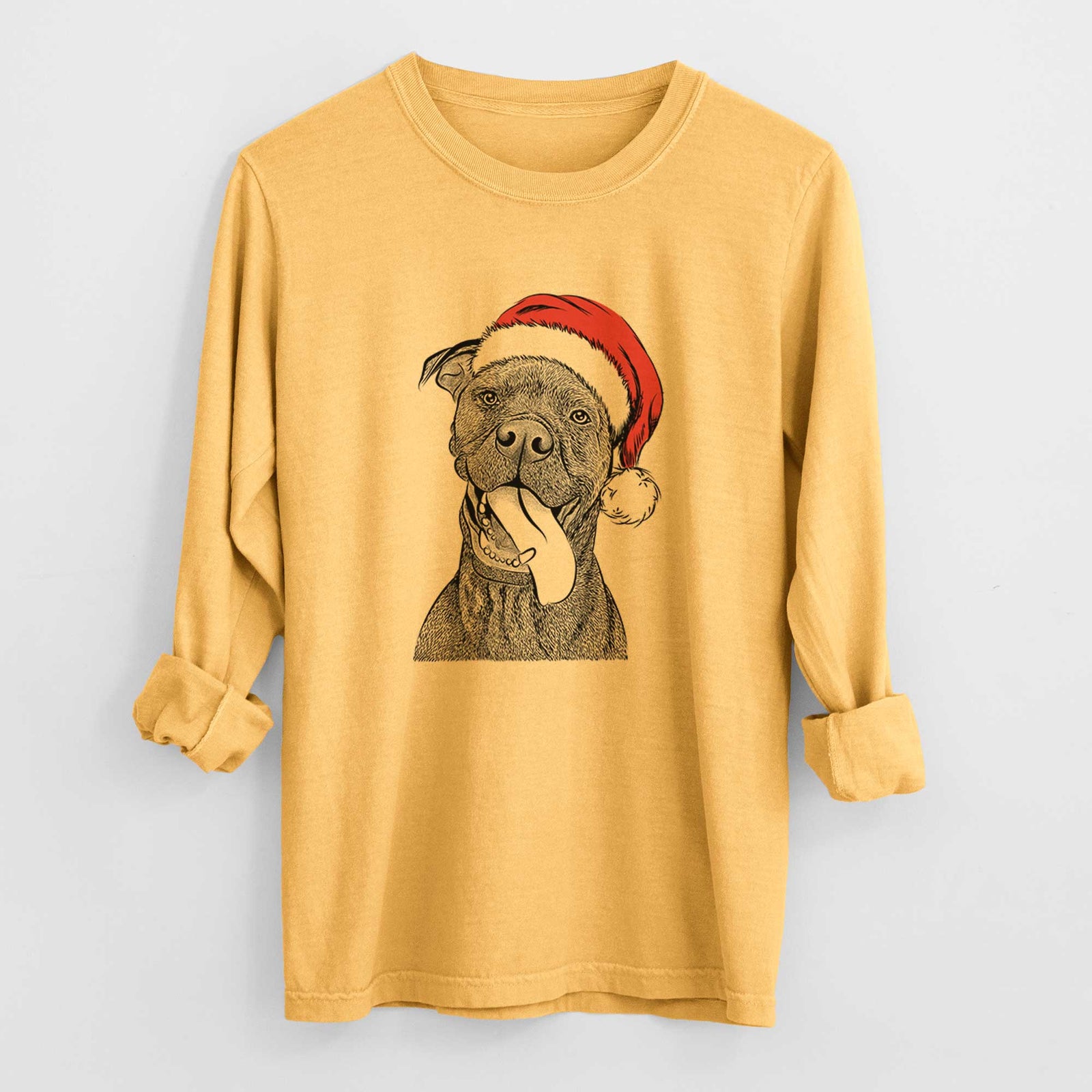 Santa Mikey the Boxador - Heavyweight 100% Cotton Long Sleeve