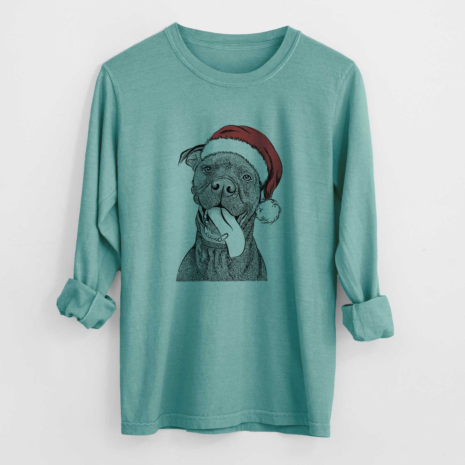 Santa Mikey the Boxador - Heavyweight 100% Cotton Long Sleeve
