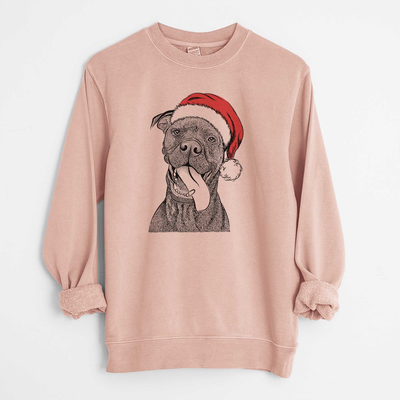 Santa Mikey the Boxador - Unisex Pigment Dyed Crew Sweatshirt