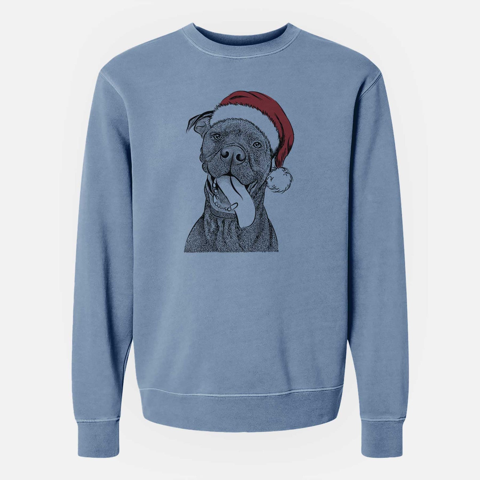 Santa Mikey the Boxador - Unisex Pigment Dyed Crew Sweatshirt