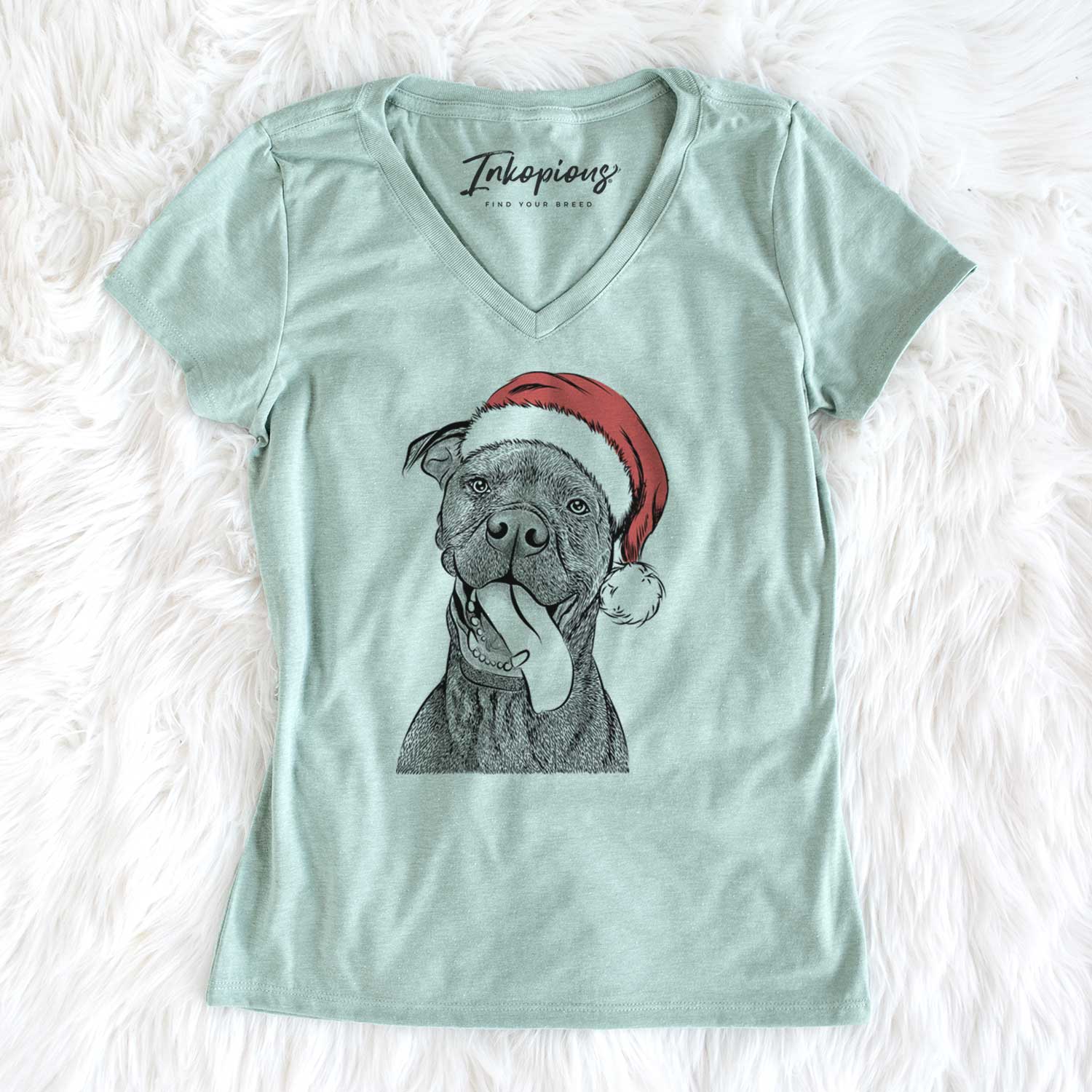 Santa Mikey the Boxador - Women's V-neck Shirt