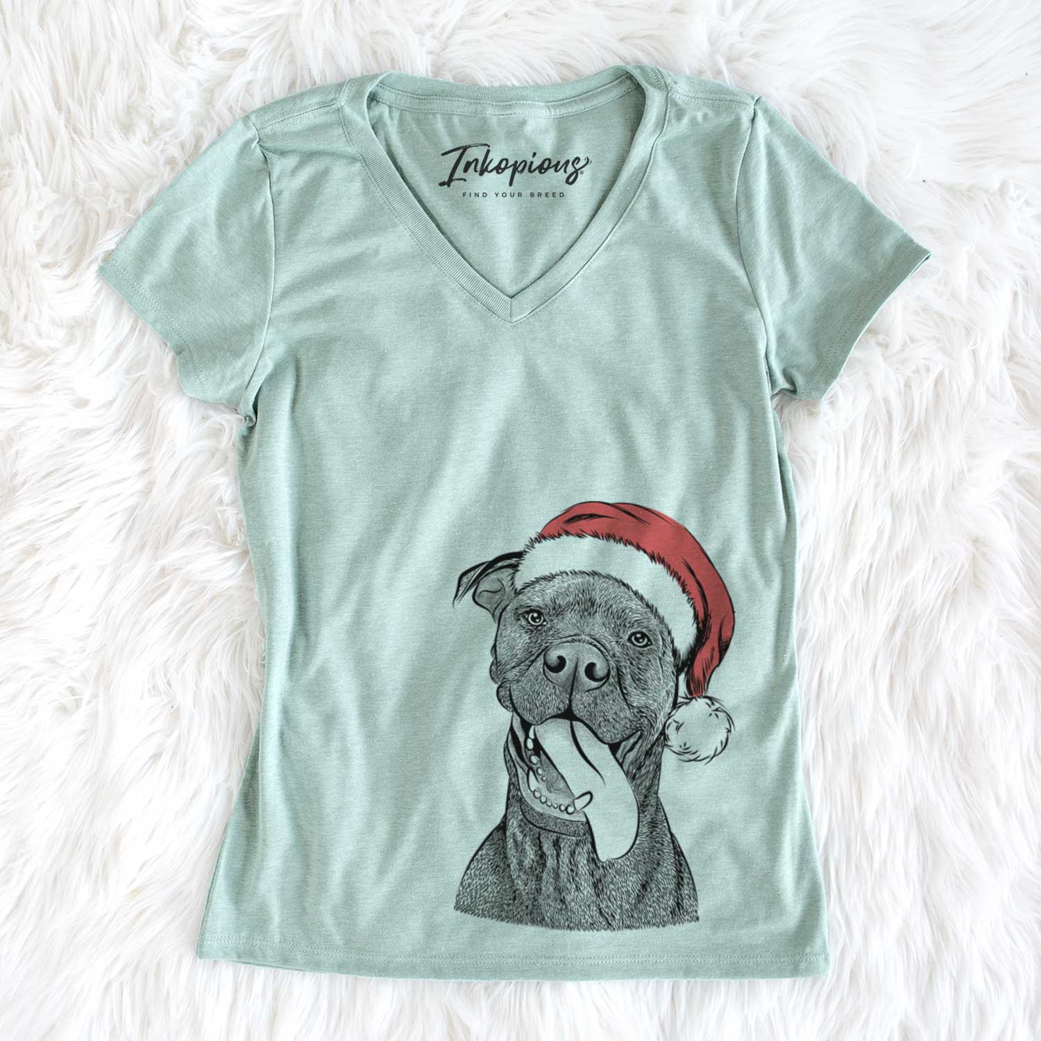 Santa Mikey the Boxador - Women's V-neck Shirt