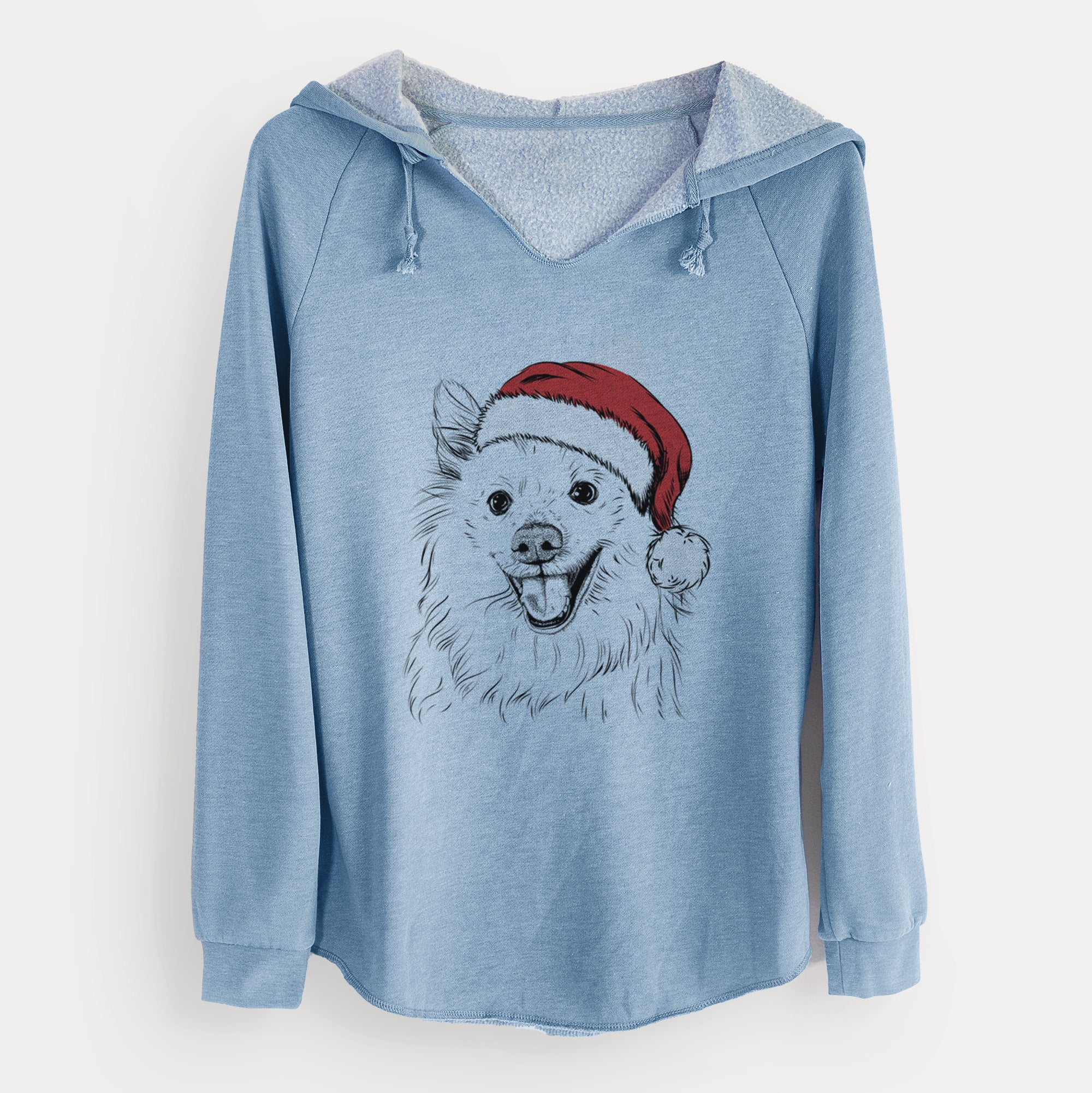 Santa Miki the American Eskimo - Cali Wave Hooded Sweatshirt