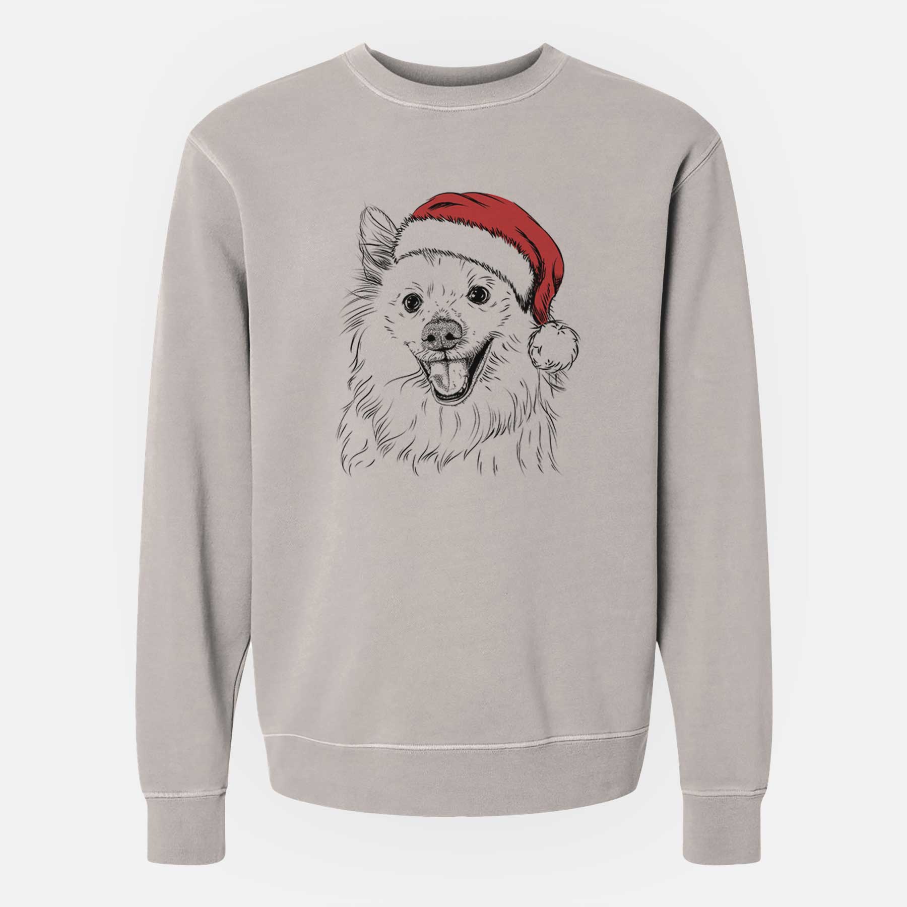 Santa Miki the American Eskimo - Unisex Pigment Dyed Crew Sweatshirt