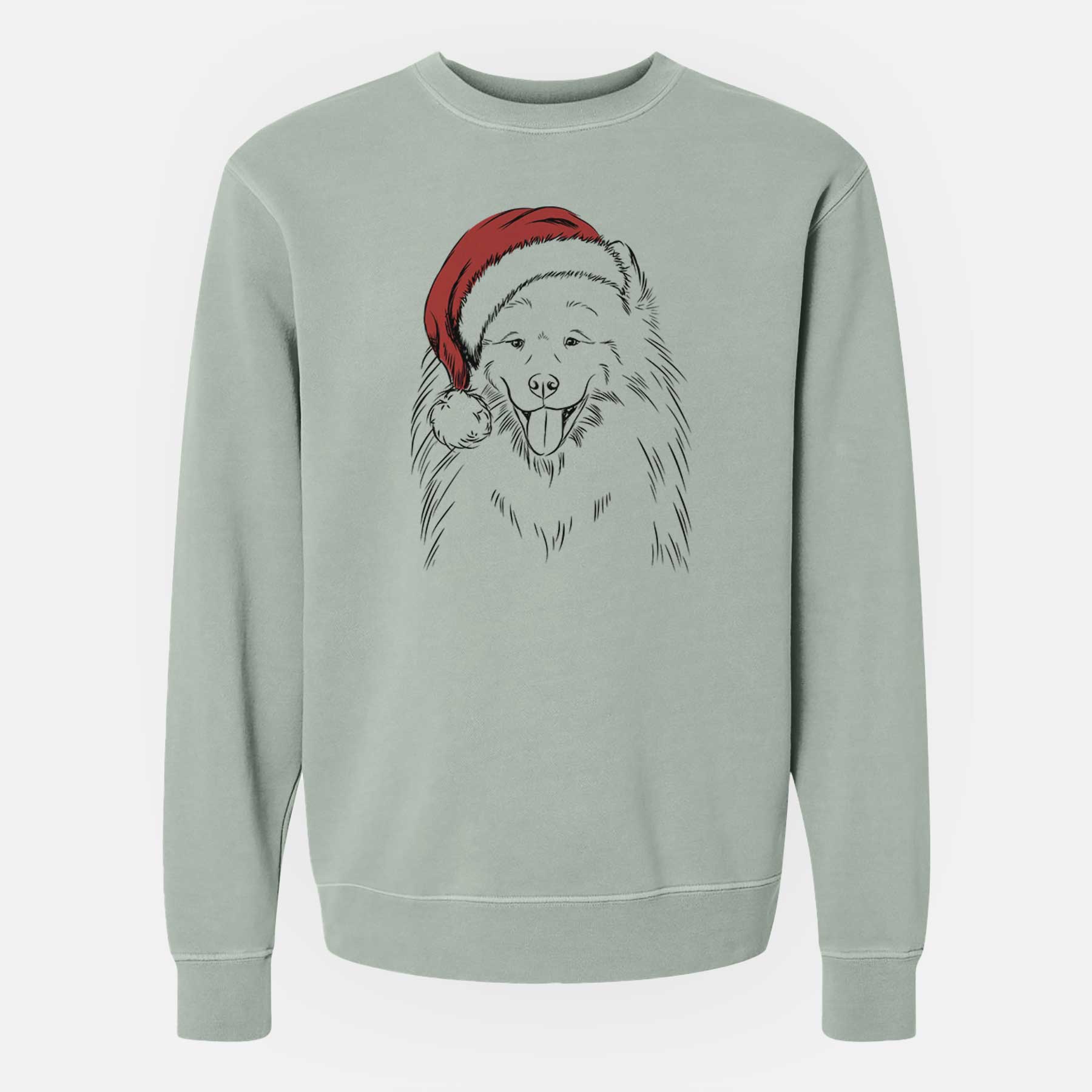 Santa Mikko the Samoyed - Unisex Pigment Dyed Crew Sweatshirt