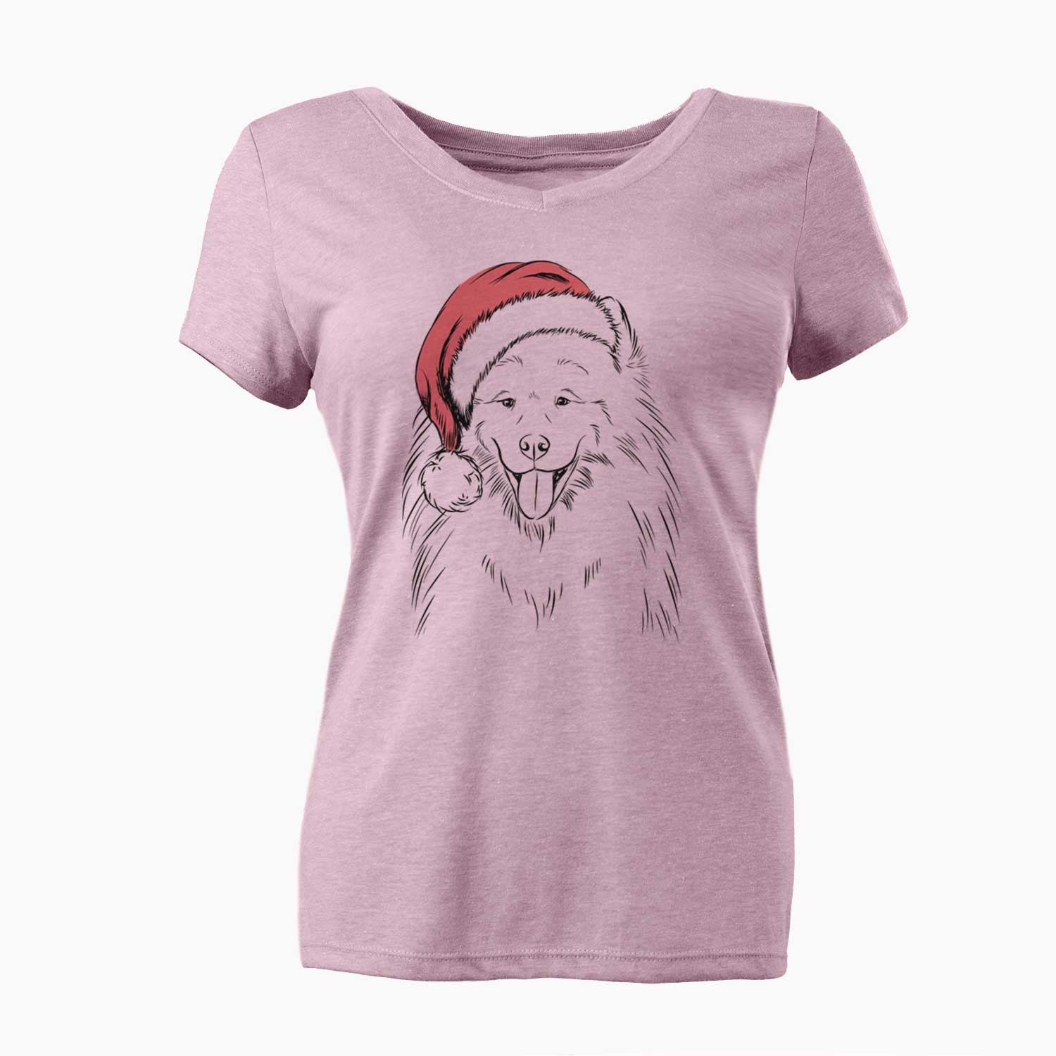 Santa Mikko the Samoyed - Women's V-neck Shirt