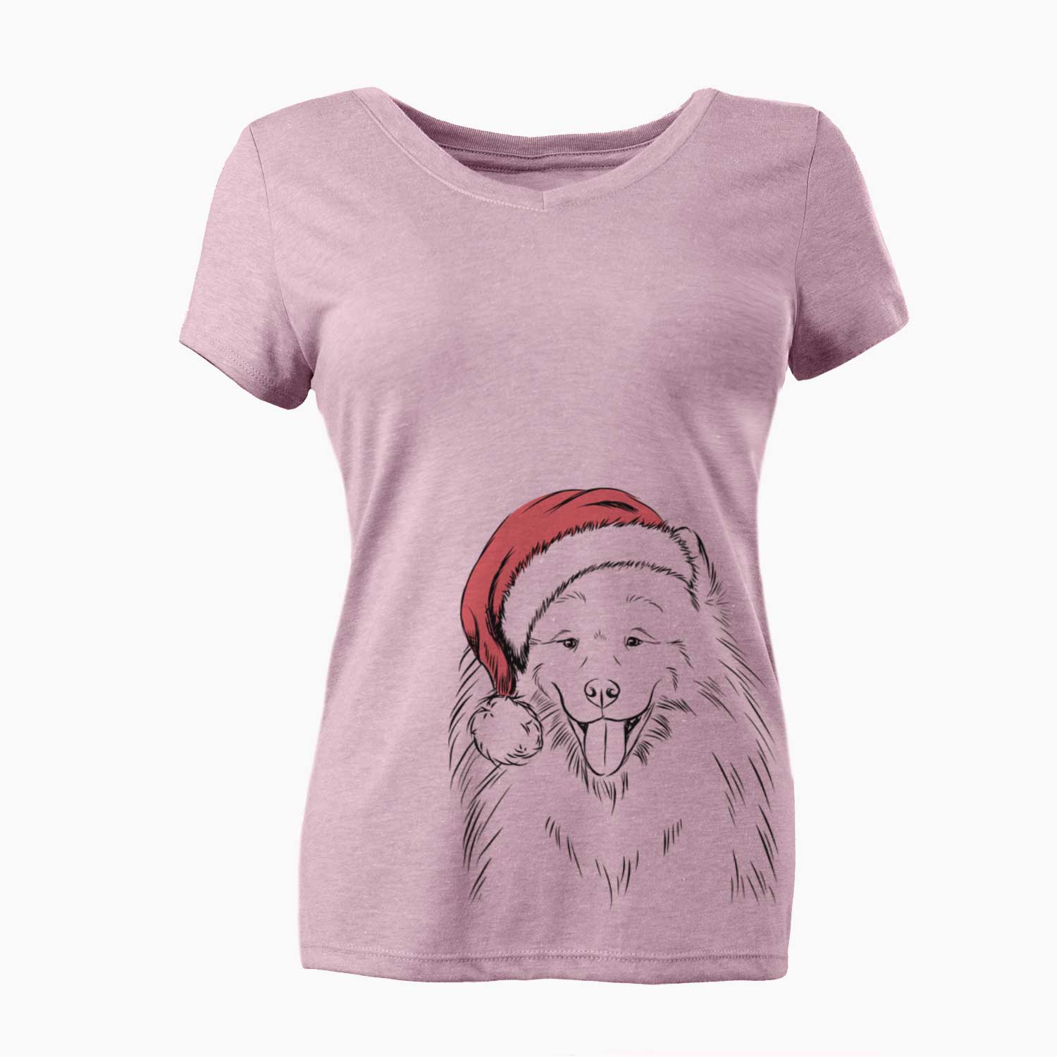 Santa Mikko the Samoyed - Women's V-neck Shirt