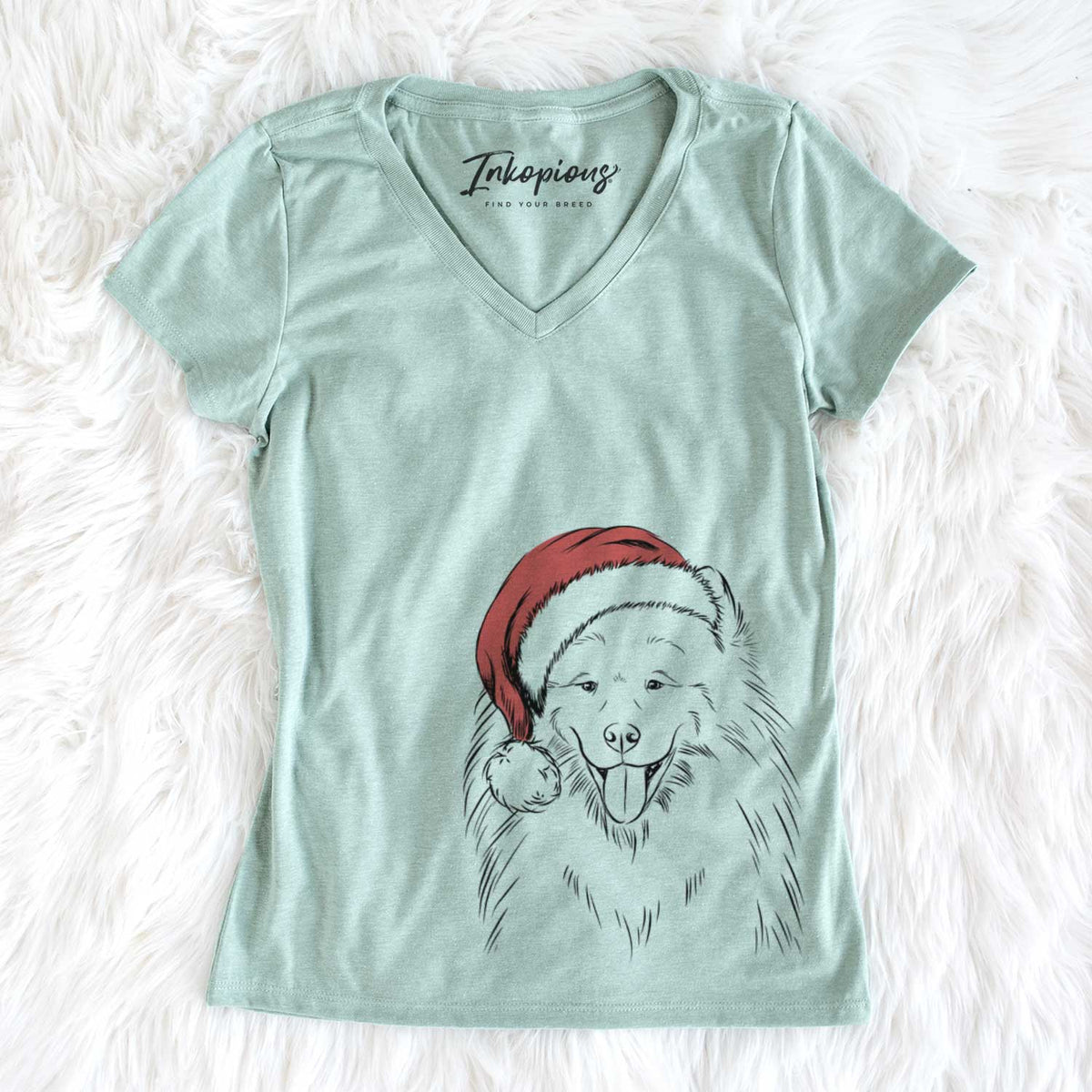 Santa Mikko the Samoyed - Women&#39;s V-neck Shirt