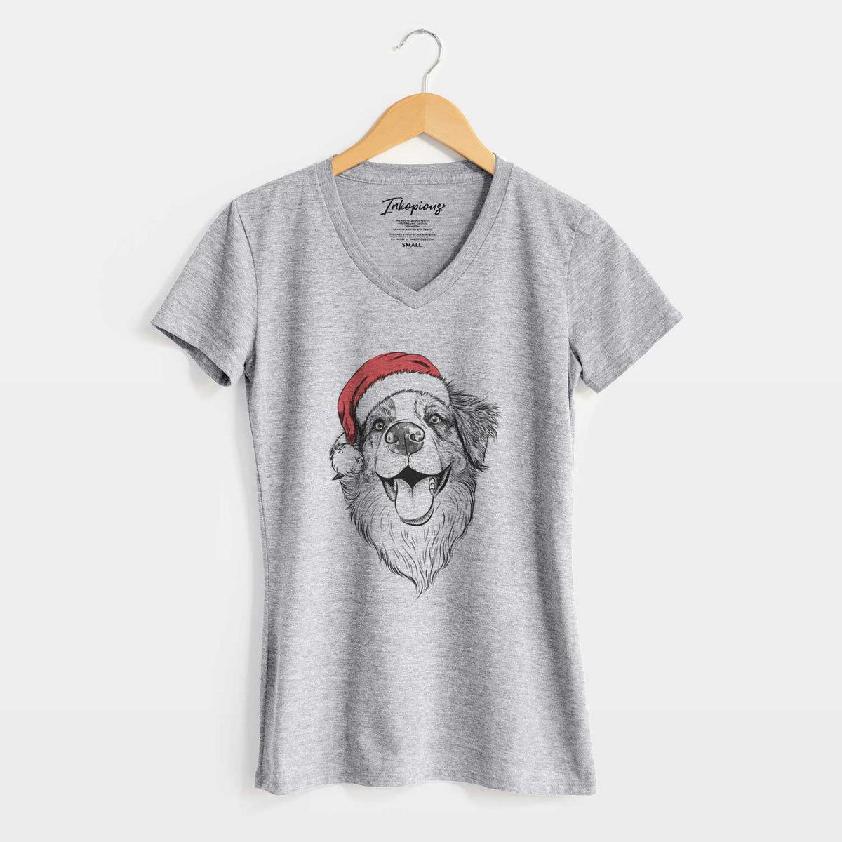 Santa Mila the Australian Shepherd - Women's V-neck Shirt
