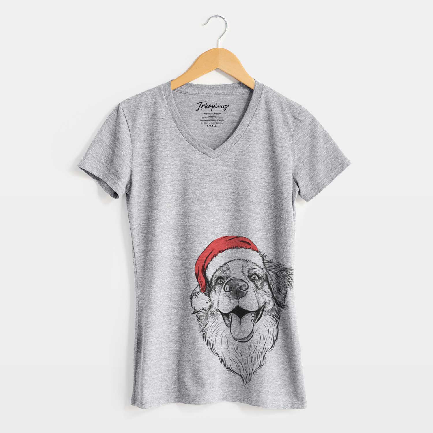 Santa Mila the Australian Shepherd - Women's V-neck Shirt