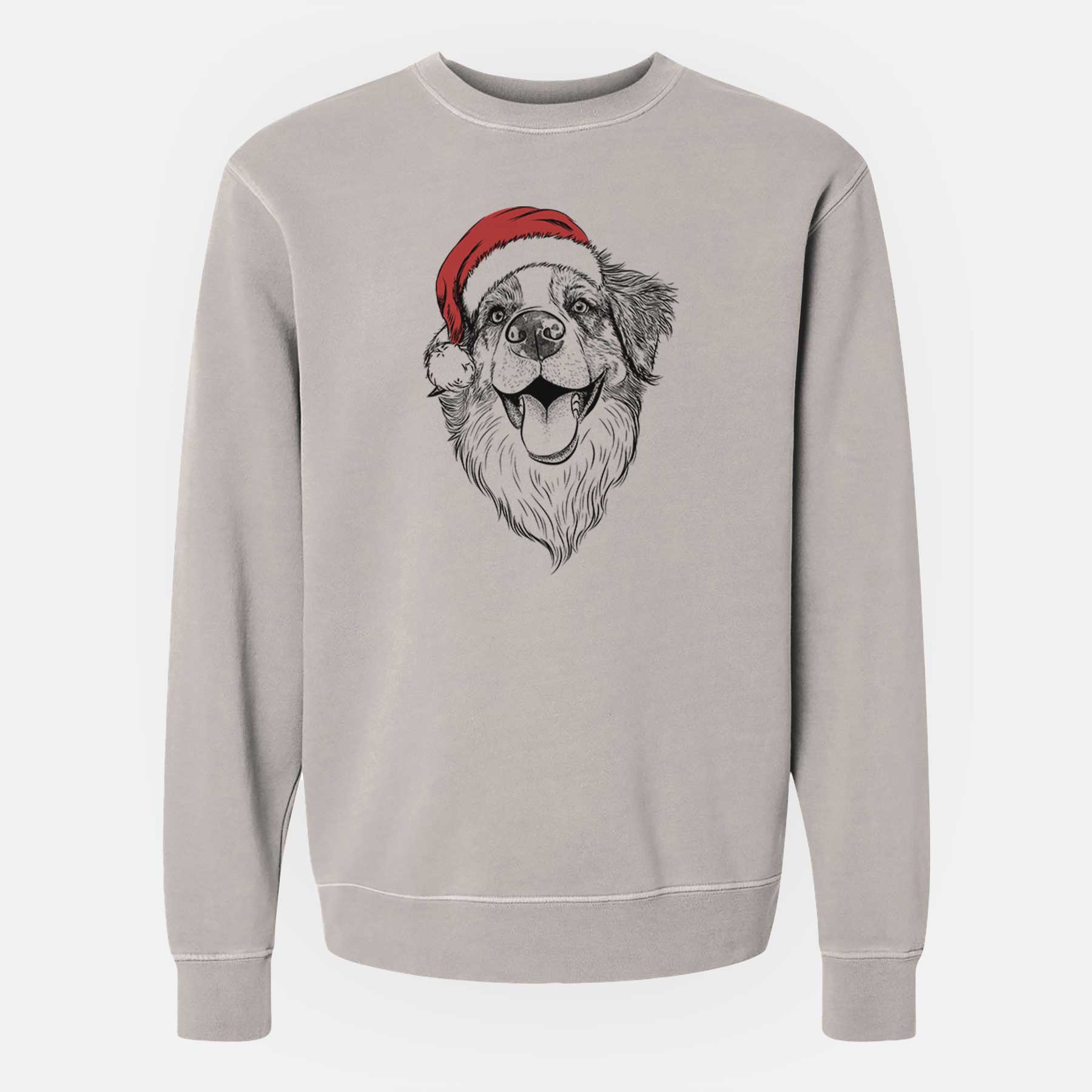 Santa Mila the Australian Shepherd - Unisex Pigment Dyed Crew Sweatshirt