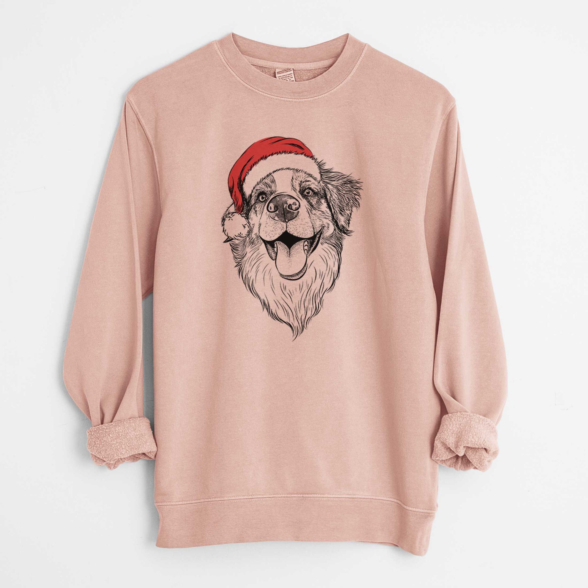 Santa Mila the Australian Shepherd - Unisex Pigment Dyed Crew Sweatshirt