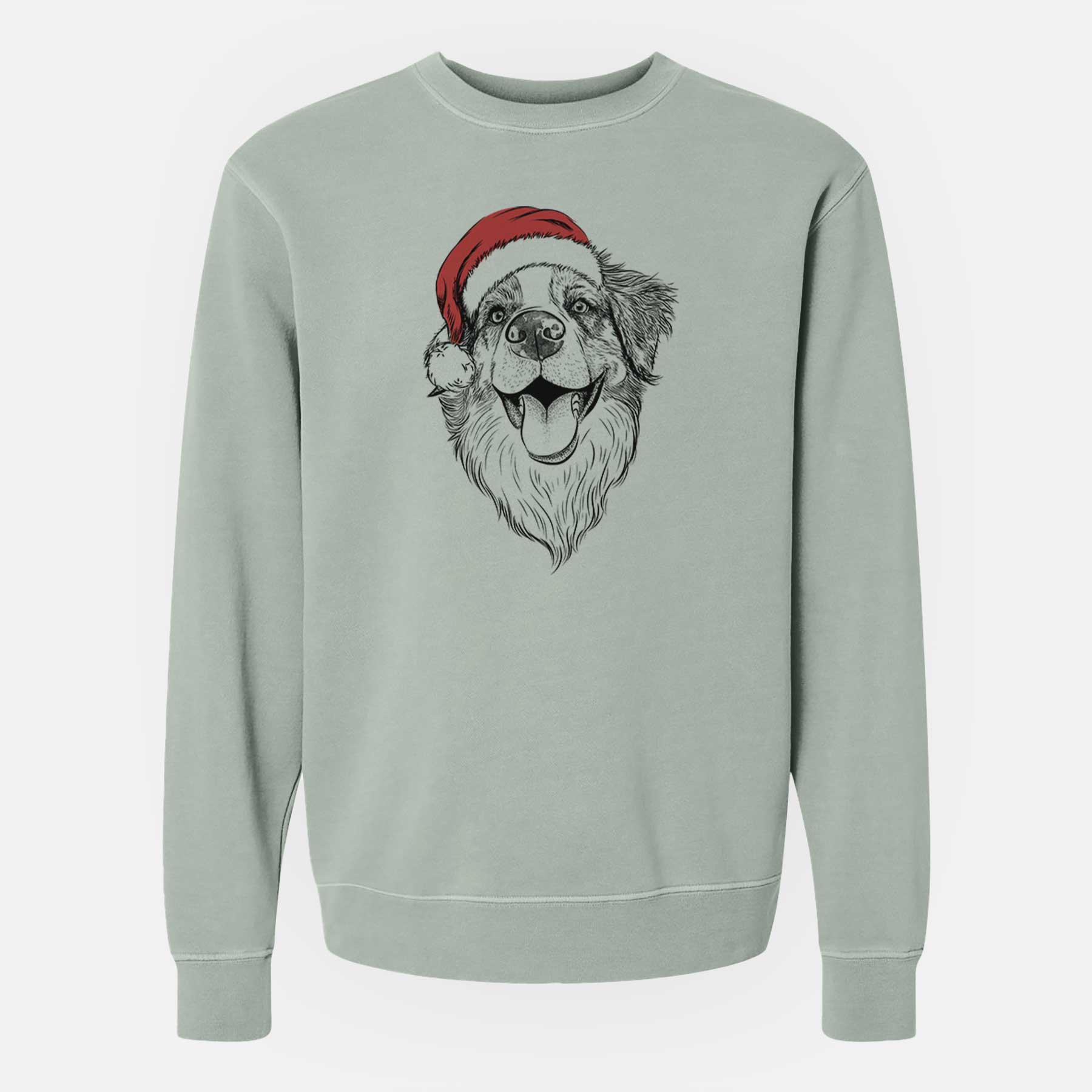 Santa Mila the Australian Shepherd - Unisex Pigment Dyed Crew Sweatshirt