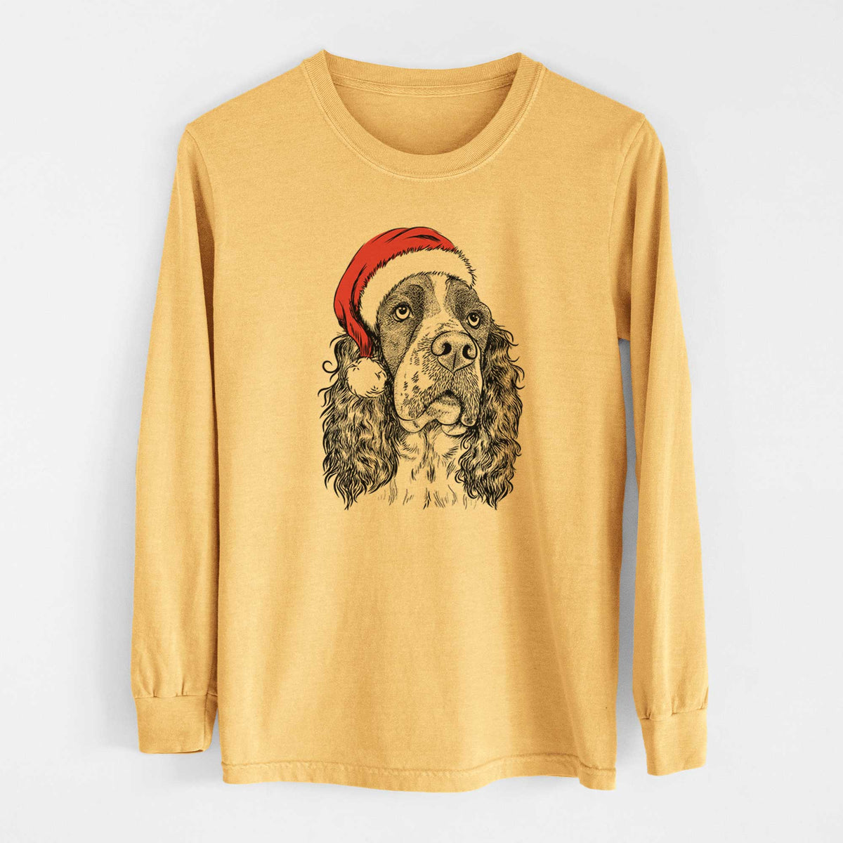 Santa Millie Mae the English Springer Spaniel - Heavyweight 100% Cotton Long Sleeve