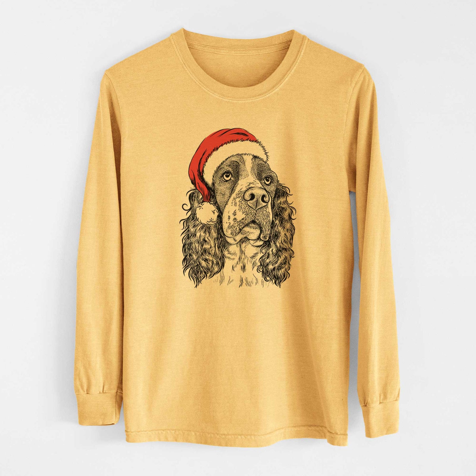 Santa Millie Mae the English Springer Spaniel - Heavyweight 100% Cotton Long Sleeve