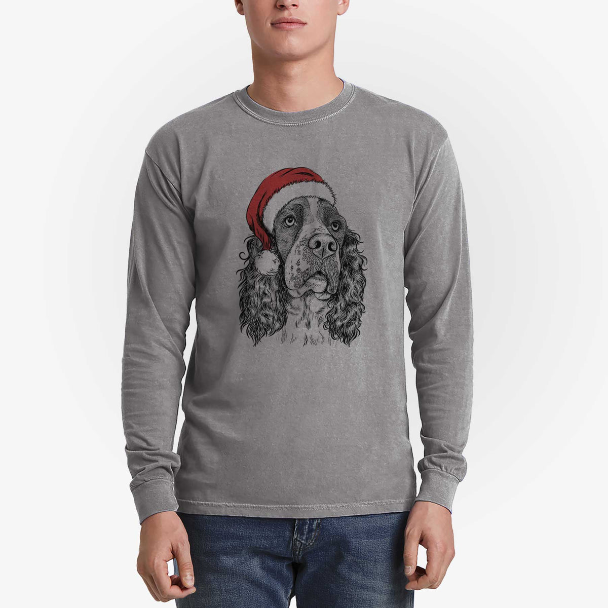 Santa Millie Mae the English Springer Spaniel - Heavyweight 100% Cotton Long Sleeve