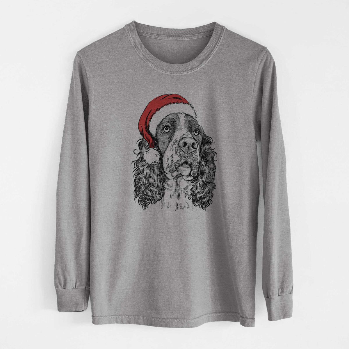 Santa Millie Mae the English Springer Spaniel - Heavyweight 100% Cotton Long Sleeve