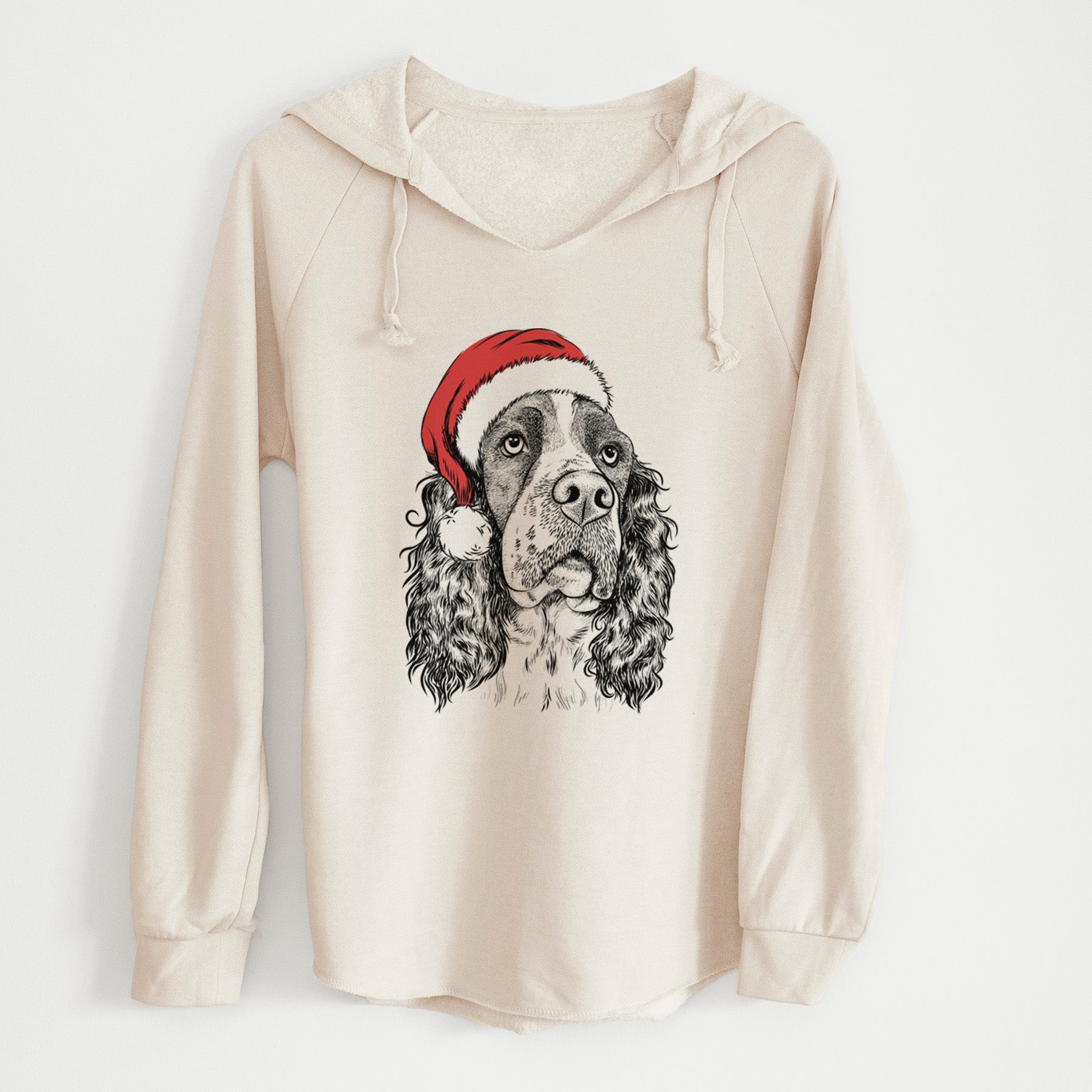 Santa Millie Mae the English Springer Spaniel - Cali Wave Hooded Sweatshirt