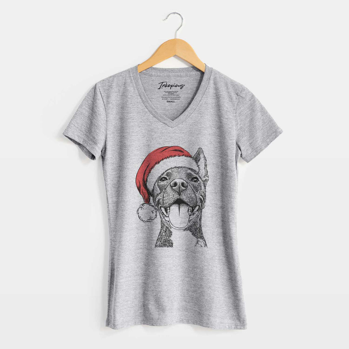 Santa Milo the Pitbull Mix - Women's V-neck Shirt