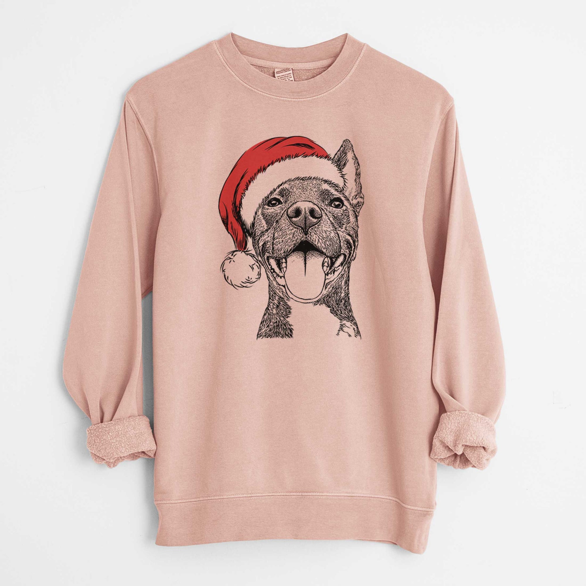 Santa Milo the Pitbull Mix - Unisex Pigment Dyed Crew Sweatshirt