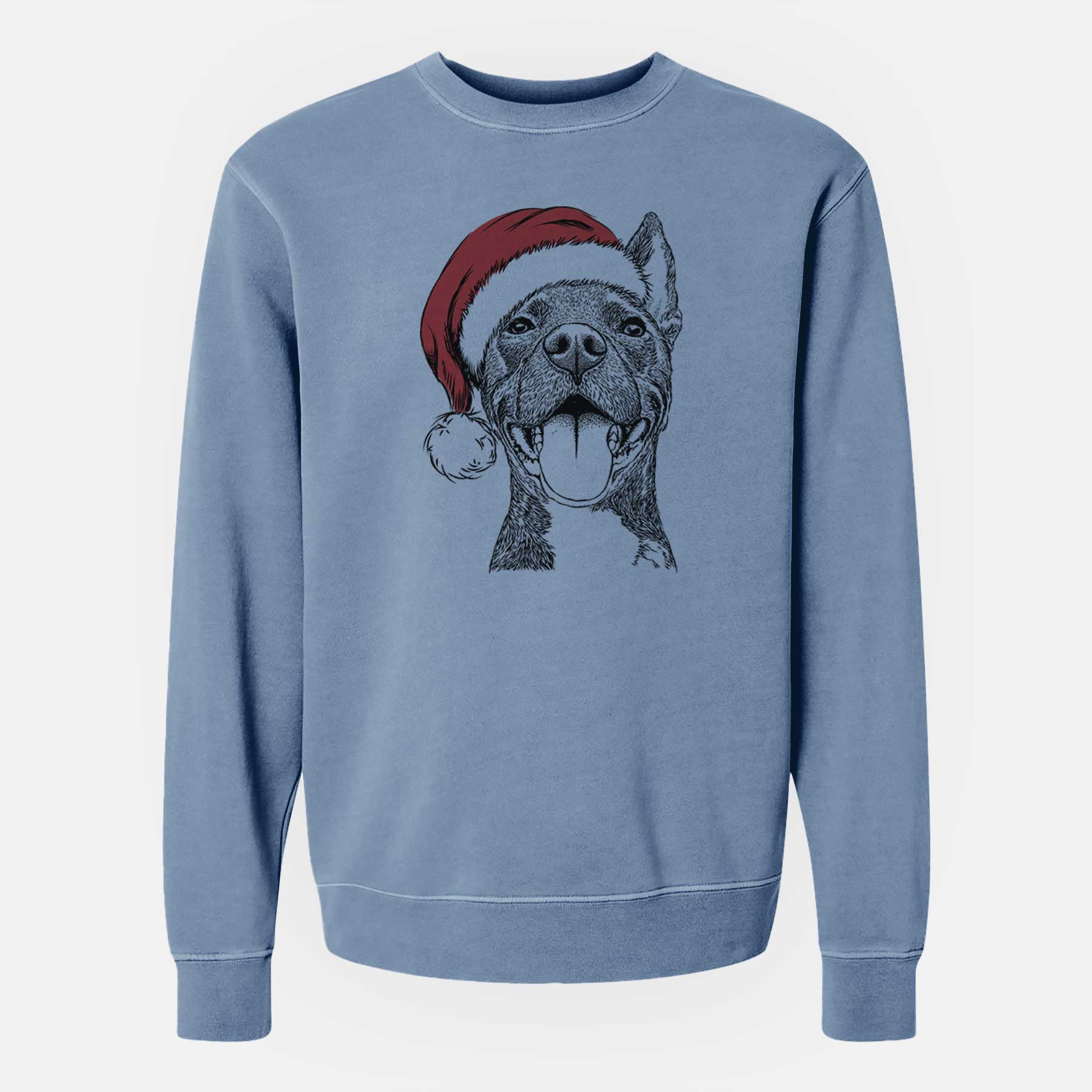 Santa Milo the Pitbull Mix - Unisex Pigment Dyed Crew Sweatshirt