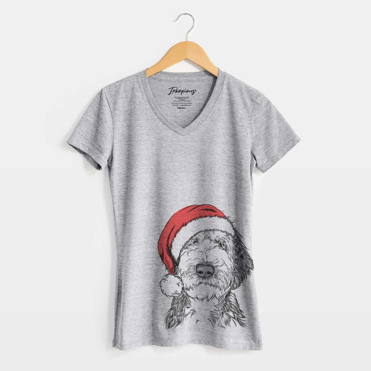 Santa Milo Fluff the Sheepadoodle - Women's V-neck Shirt