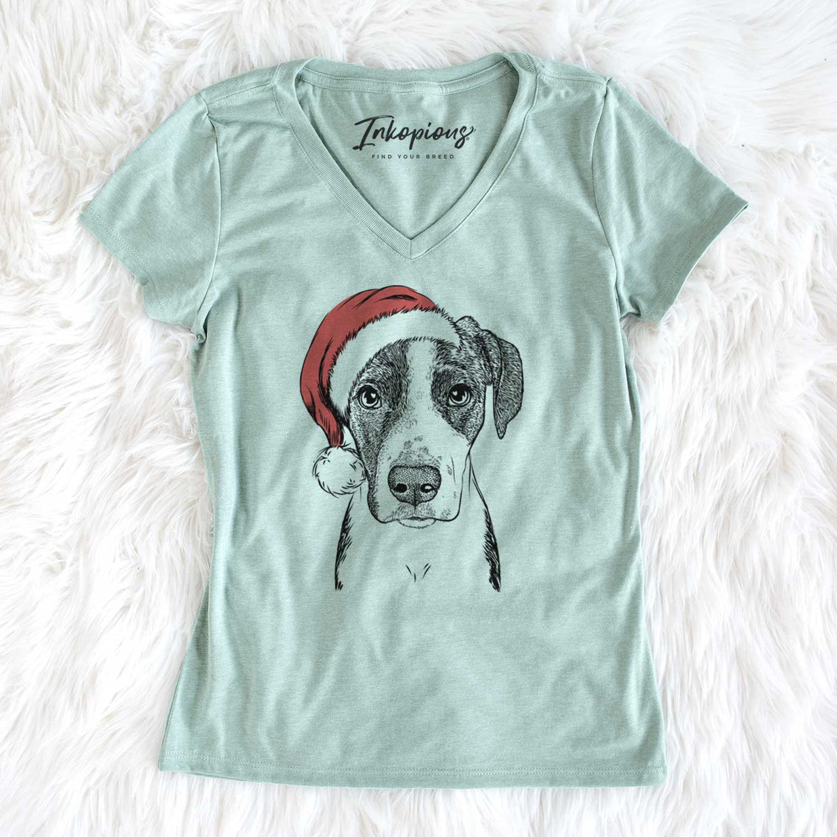 Santa Milo the Mixed Breed - Women's V-neck Shirt