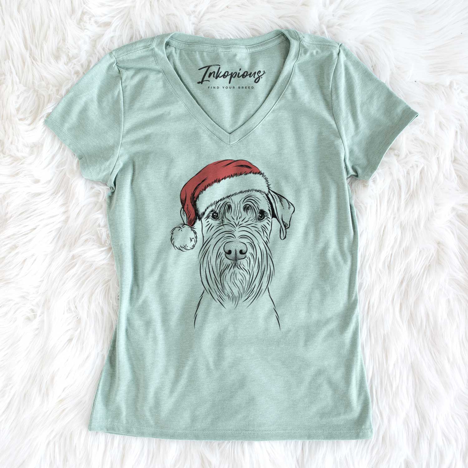 Santa Milton the Schnauzer - Women's V-neck Shirt