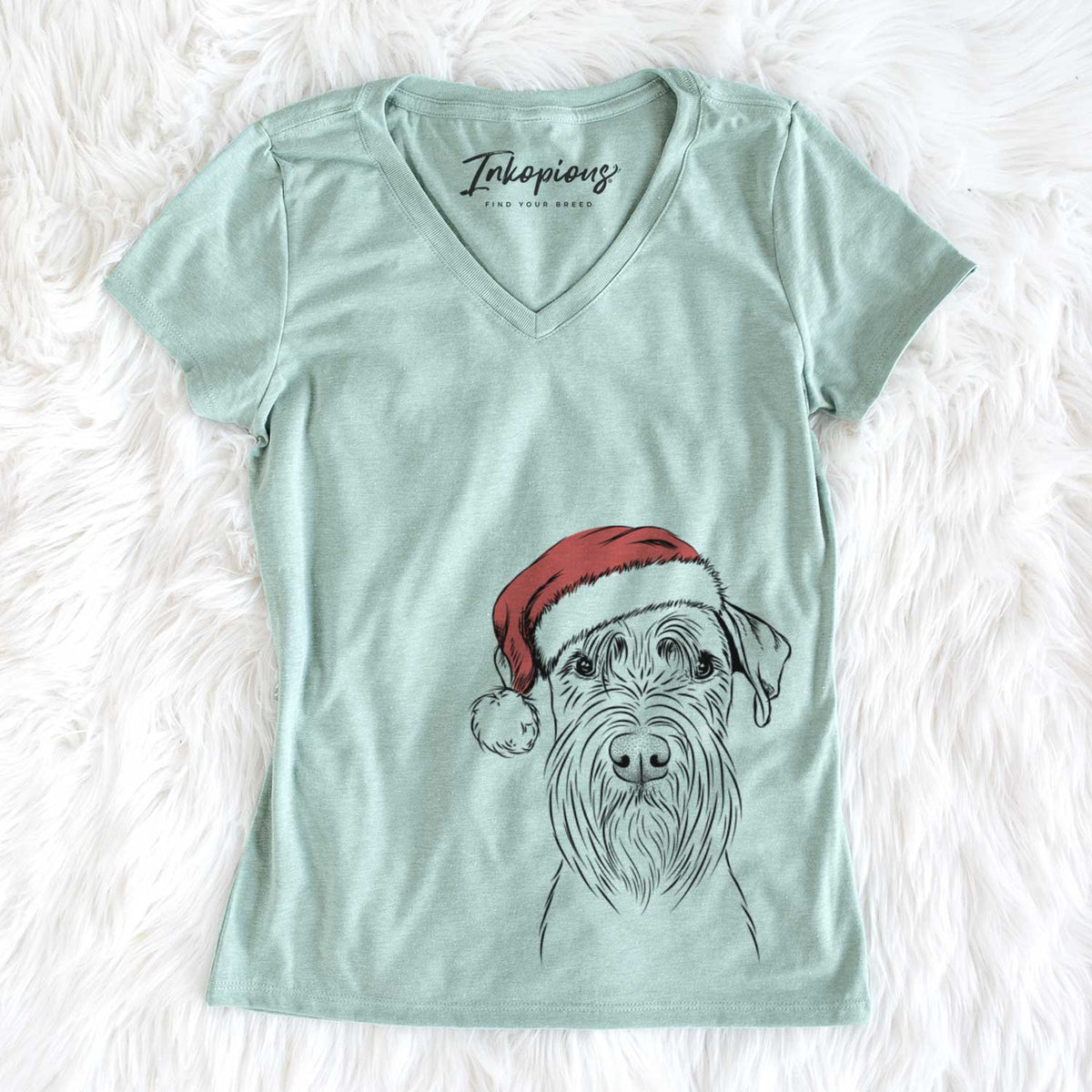 Santa Milton the Schnauzer - Women&#39;s V-neck Shirt